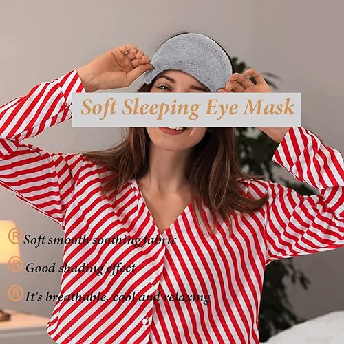 Miniatura 6 de AKOAK Paquete de 1 máscara de ojos de felpa para dormir, suave y cómoda, transpirable que bloquea la luz, protector de sueño, adecuado para adultos,