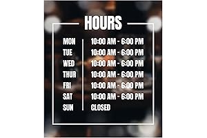 Weather-Resistant Hours of Operation Window Decal