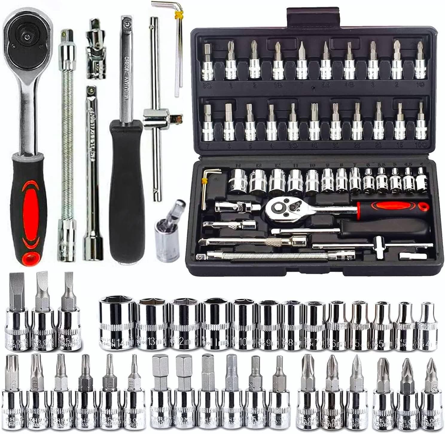 NAXUE 46 In 1 Pcs Tool Kit & Screwdriver and Socket Set, Hand Tool Kit