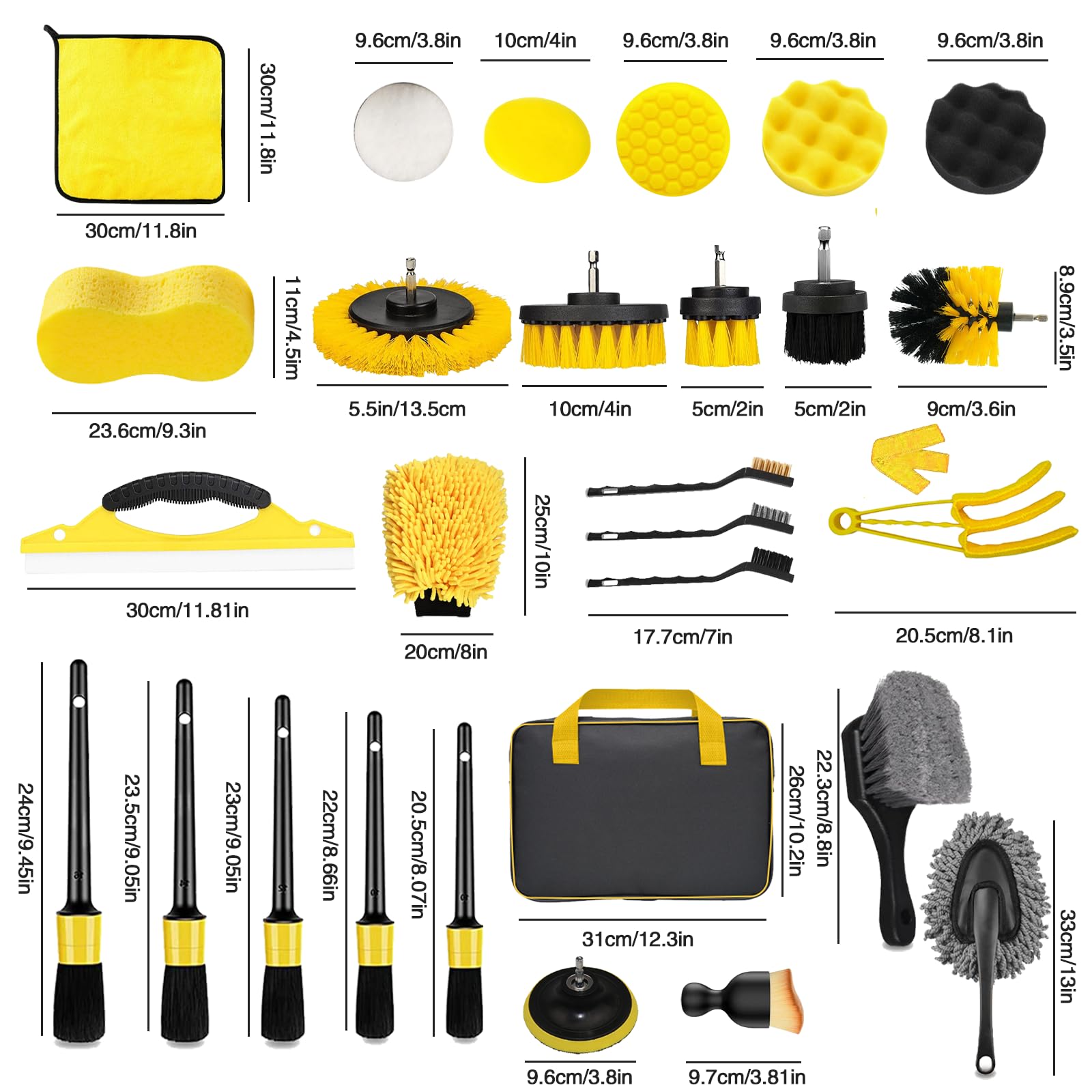 32-teiliges Auto-Detaillierungs-Set mit ultraweichen Auto-Detailing-Pinseln, Auto-Staubwedel-Polierpads, Windschutzscheiben-Reinigungswerkzeug für die Reinigung von Rädern, Innen- und Außenbereich