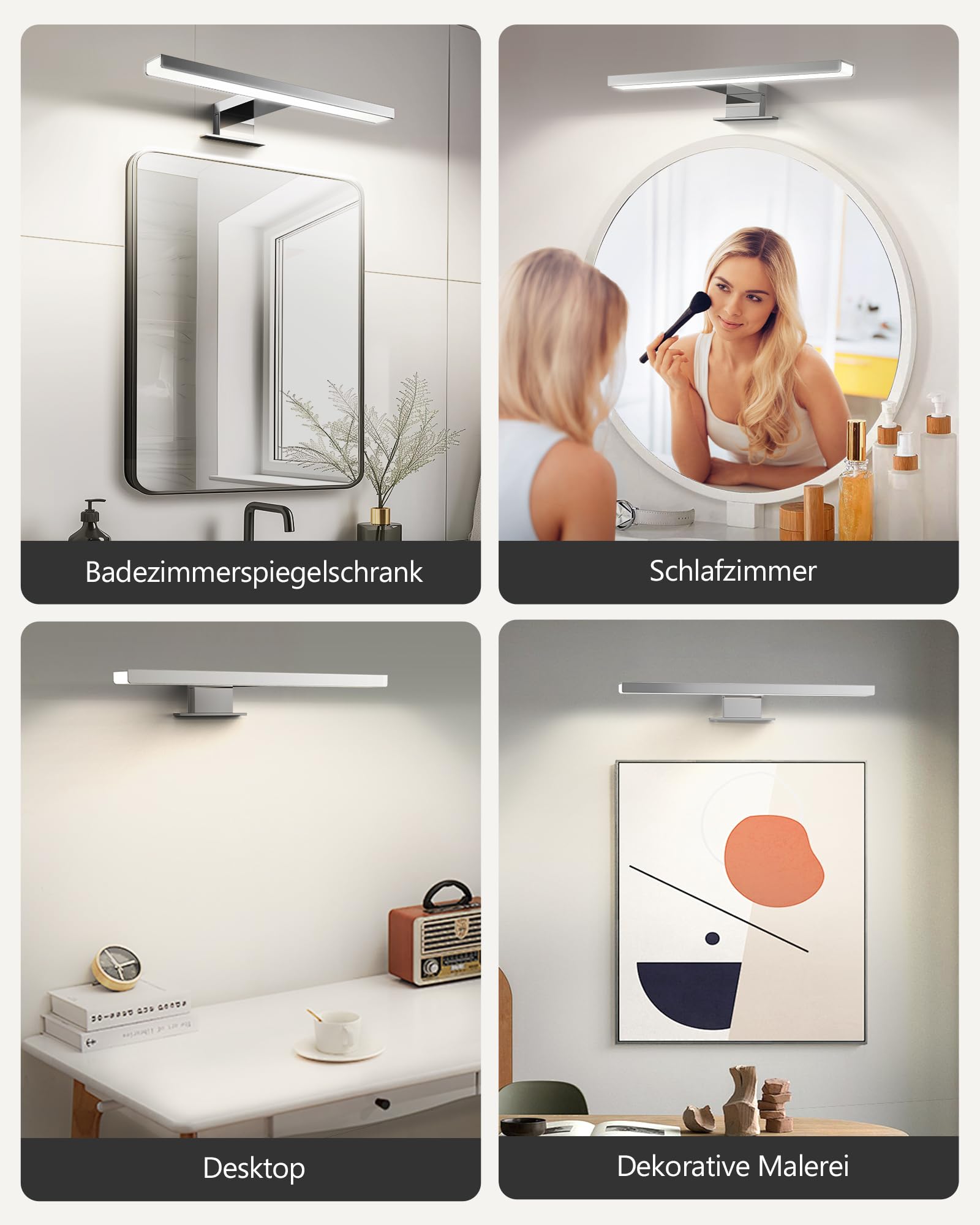 Hommie LED Spiegelleuchte Bad mit Schalter 30CM 5W 4000K Neutralweiß Aluminiumlegierung Spiegellampe Badezimmer Lampe 230V Schrankleuchte Schminklicht Spiegel Beleuchtung IP44 Wasserdicht