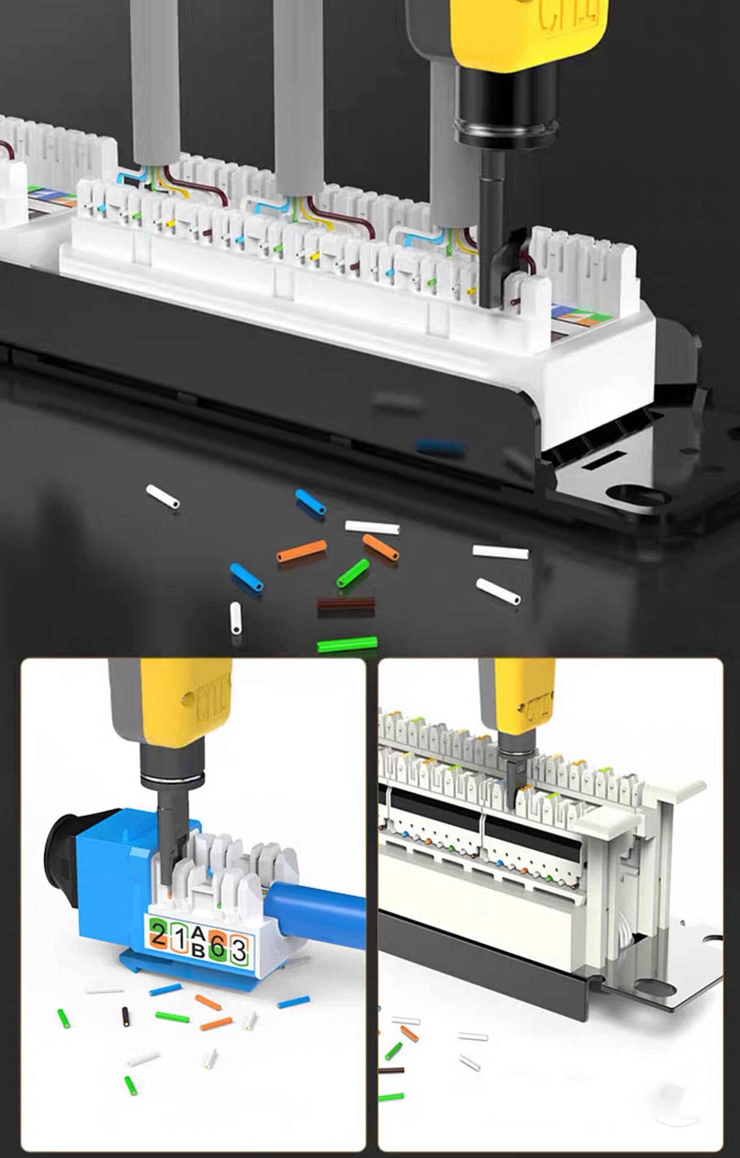 Gaobige Kit de herramientas de red, herramienta de crimpado Cat6 Cat5e Cat5, kit de herramientas de crimpado RJ45, crimpadora RJ45, rastreador de cables, herramienta de perforación 110/88, conectores
