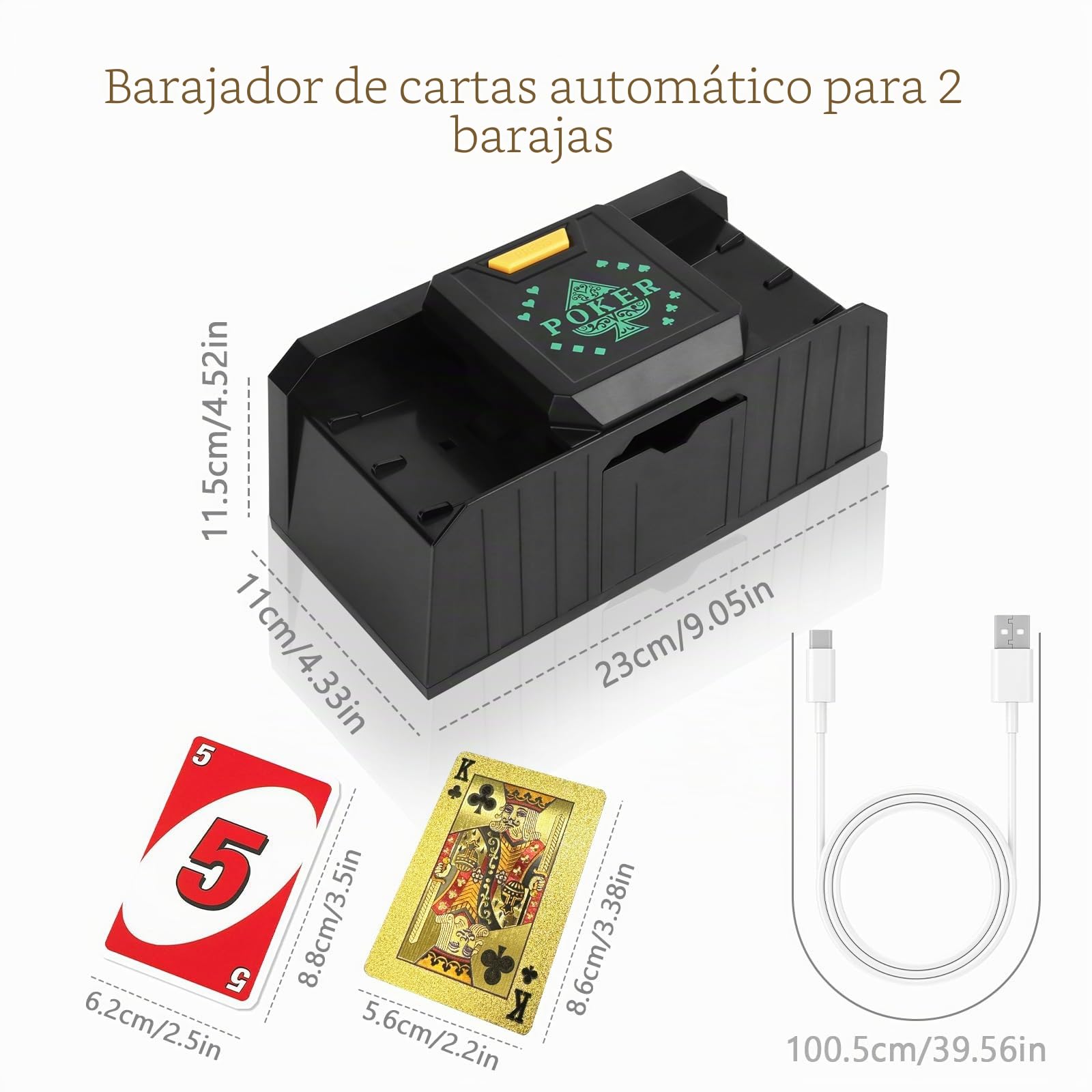 Barajador de Cartas Eléctrico, MXTIMWAN Barajador Automático de Cartas de 1 a 2 Barajas, a Pilas Máquina Barajadora de Cartas, para Jugar al Póquer, Texas Hold Em, Blackjack