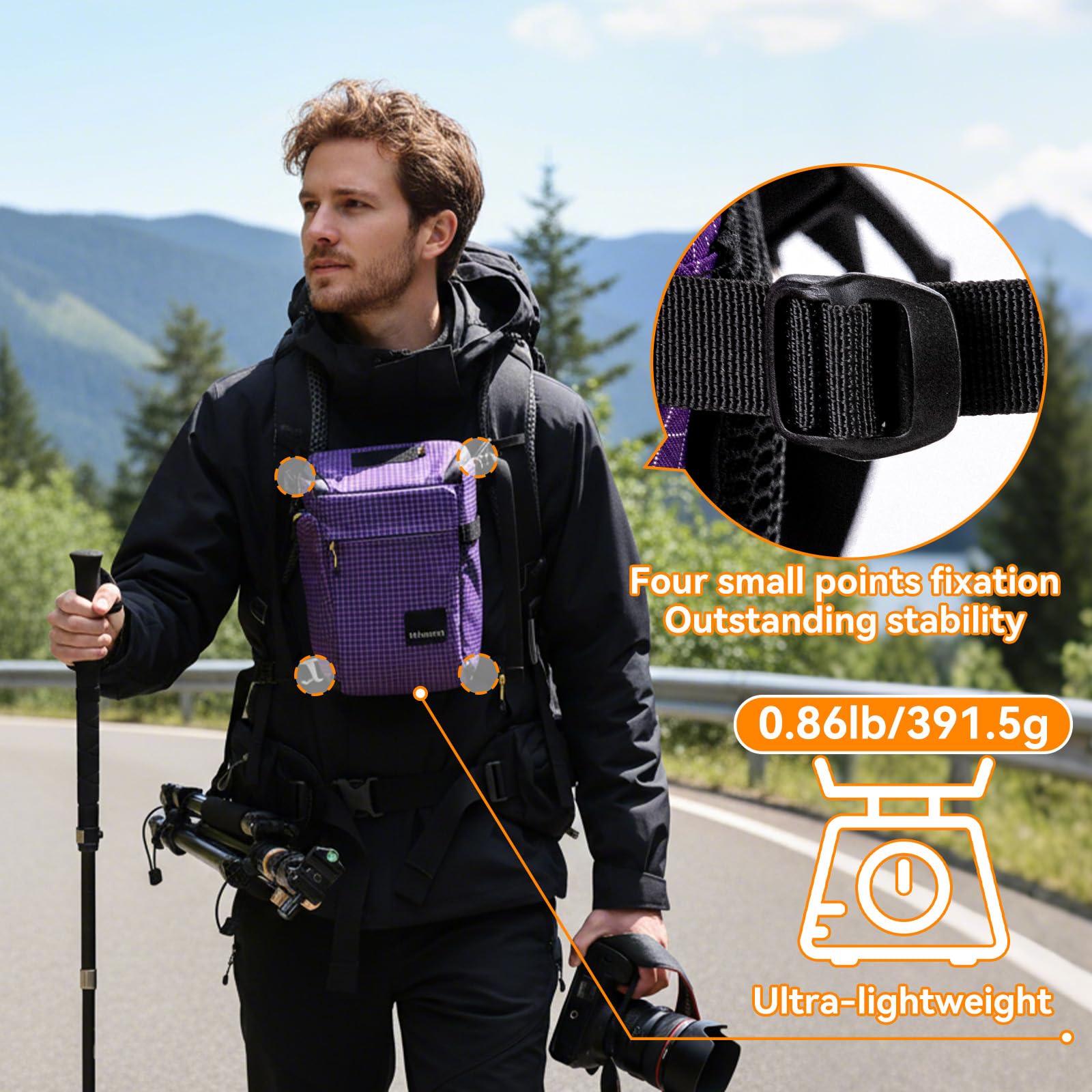 HIKEMAN Sac à bandoulière pour appareil photo – Sac étanche et résistant aux chocs avec sangle amovible pour un usage quotidien, les activités de plein air, les voyages, l'alpinisme, gris, 26 * 13
