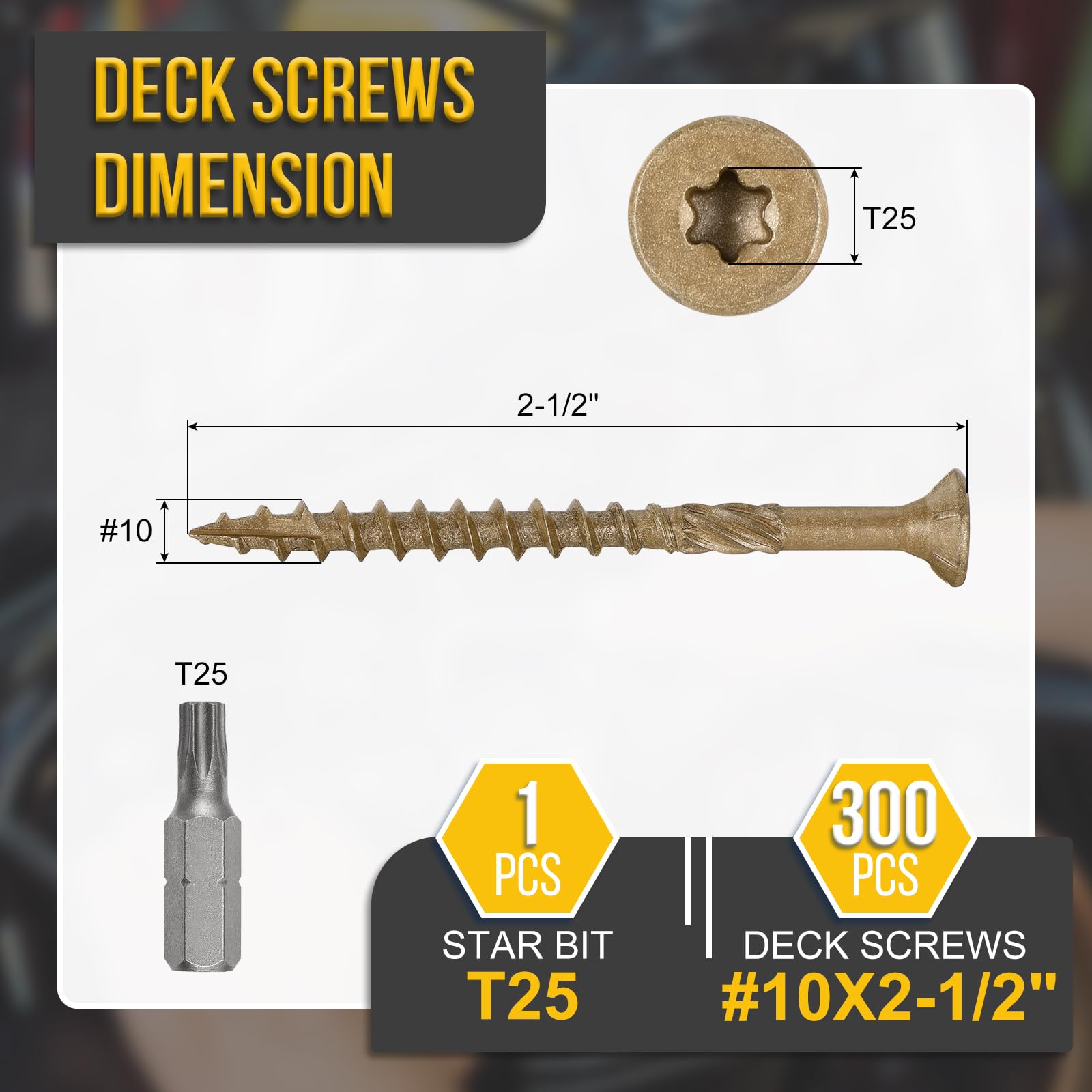 DTGN #10x2-1/2" Deck Screws, 300Pack, Good for Decks Fences, Frames, Farms, Outdoor Furniture - Image 2
