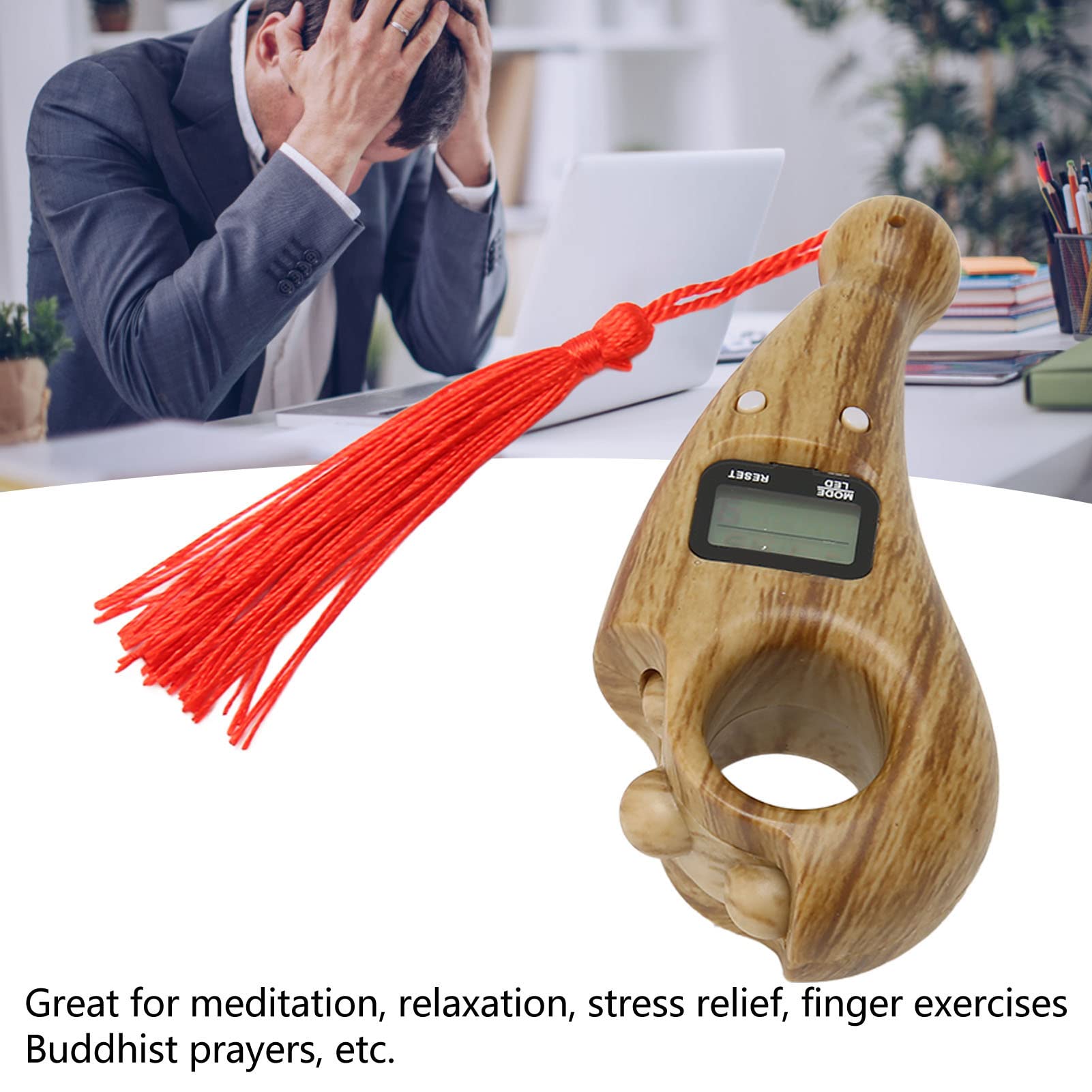 Digital Beads Counter, LCD Portable Prayer Beads Counter Lightweight Buddha Beads Counter with Tassel, Digital Counter (TOPINCN2u9cqotesd-12)