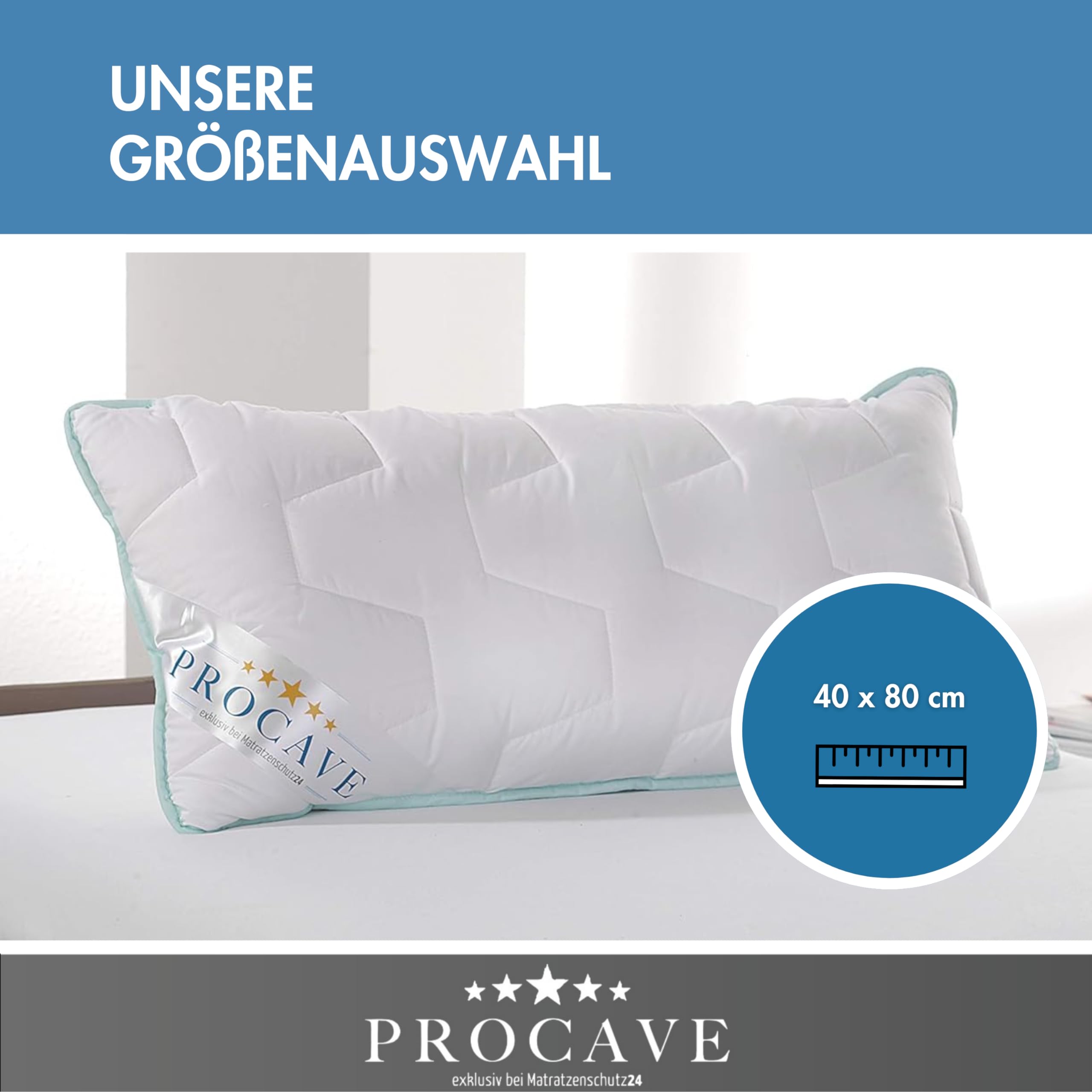 PROCAVE Nackenstützkissen Memory, viscoelastisches Kissen in 40x80cm Kopfkissen-Form, Abnehmbarer und waschbarer Kissenbezug mit AloeVera Ausrüstung, 100% aus Deutschland