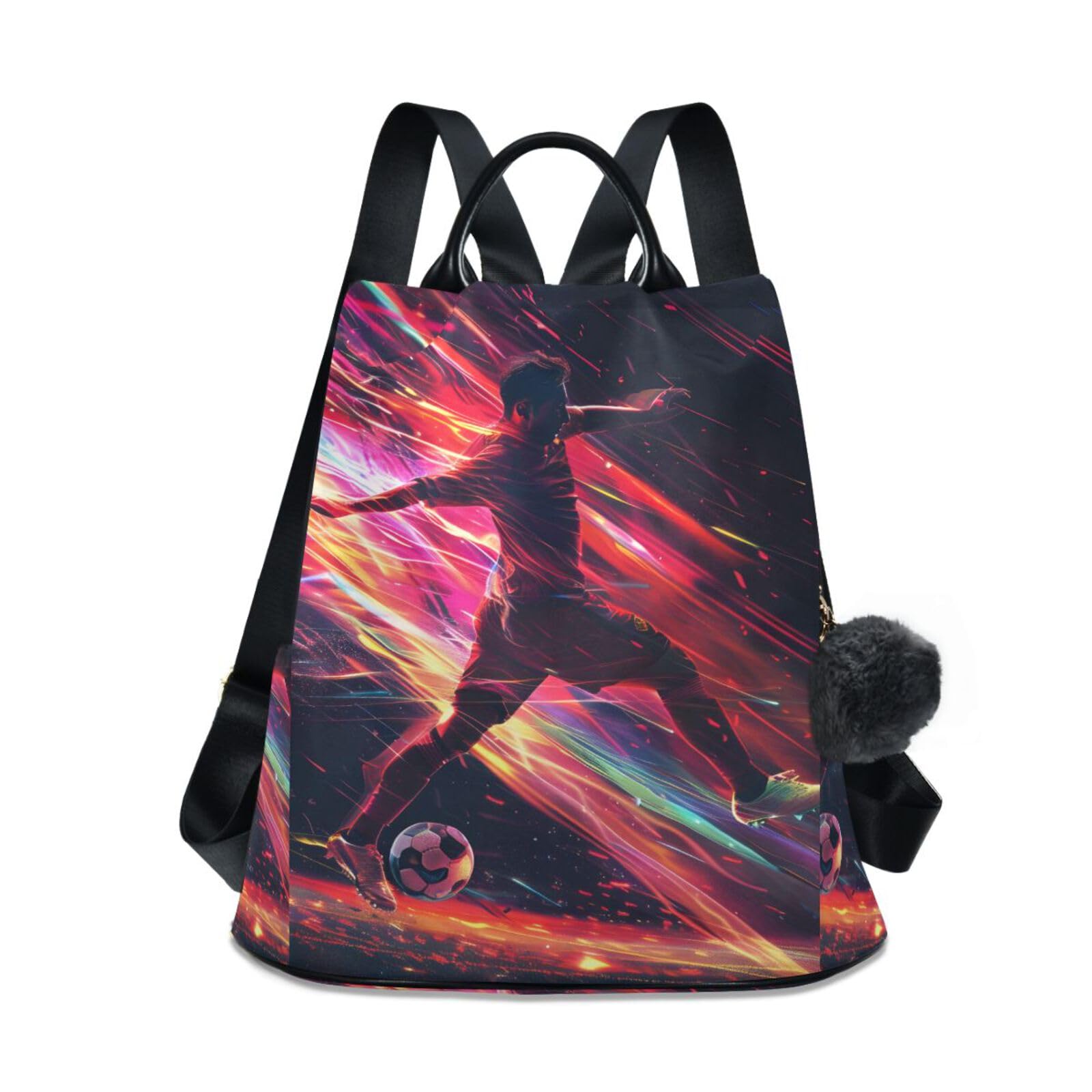 Amazing Soccer Player Backpack for Women Anti Theft Large Fashion Travel Shoulder Bag Purse Rucksack Lightweight