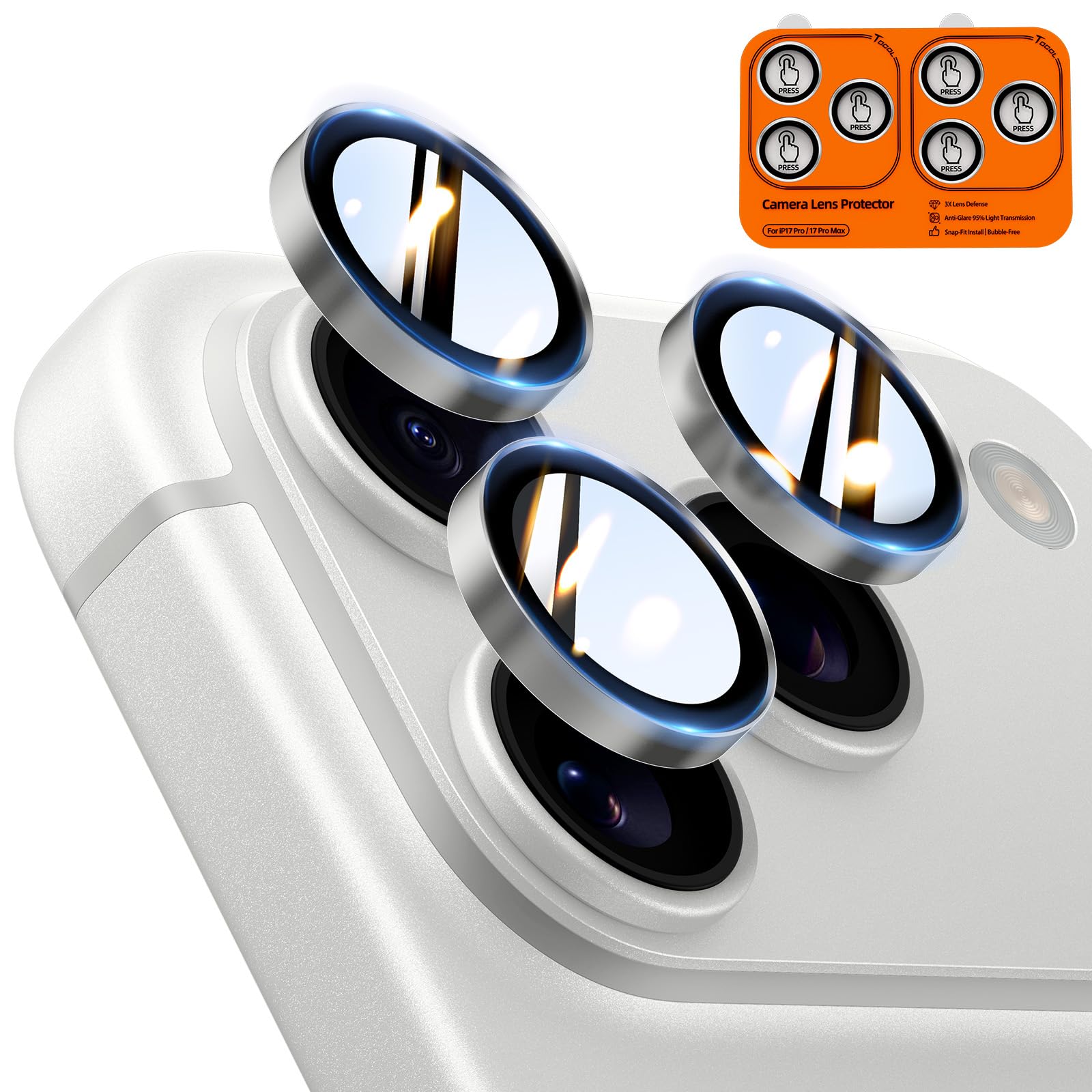 TOCOL für iPhone 17 Pro, iPhone 17 Pro Max Kameraschutz, Ultra HD Individualschutz, 9H+ Härte Robuster Kratzfestes, Einfache Montage, Kamera Schutz für iPhone 17 Pro / 17 Pro Max, Grau