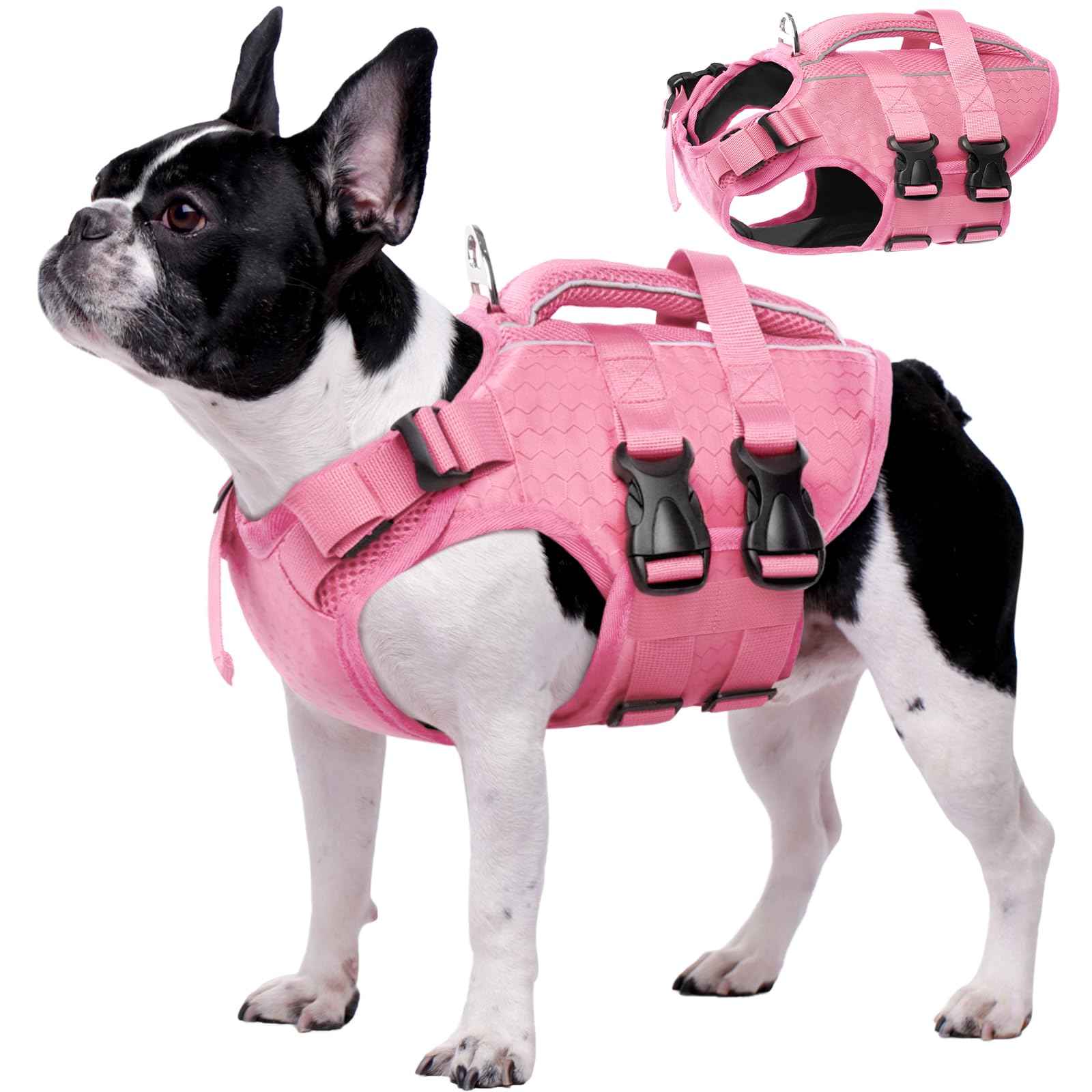 Kuoser Dog Life Jacket High Flotation, Reflective Dogs Life Vest for Swimming Boating, Adjustable Small Medium Large Dog lifejacket, Lightweight Dogs