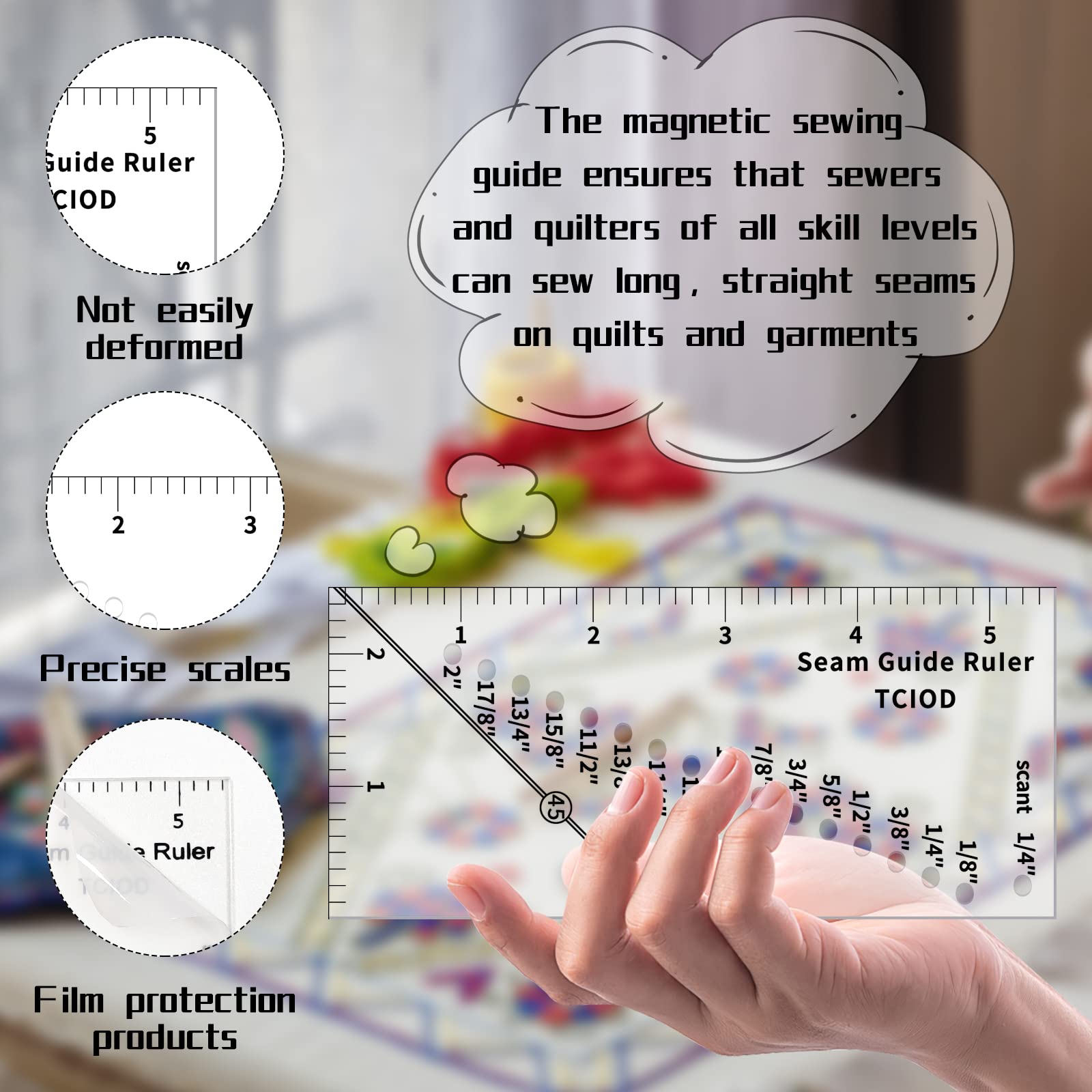 2 Seam Allowance Ruler And 2 Magnetic Seam Guide Sewing | Desertcart ...