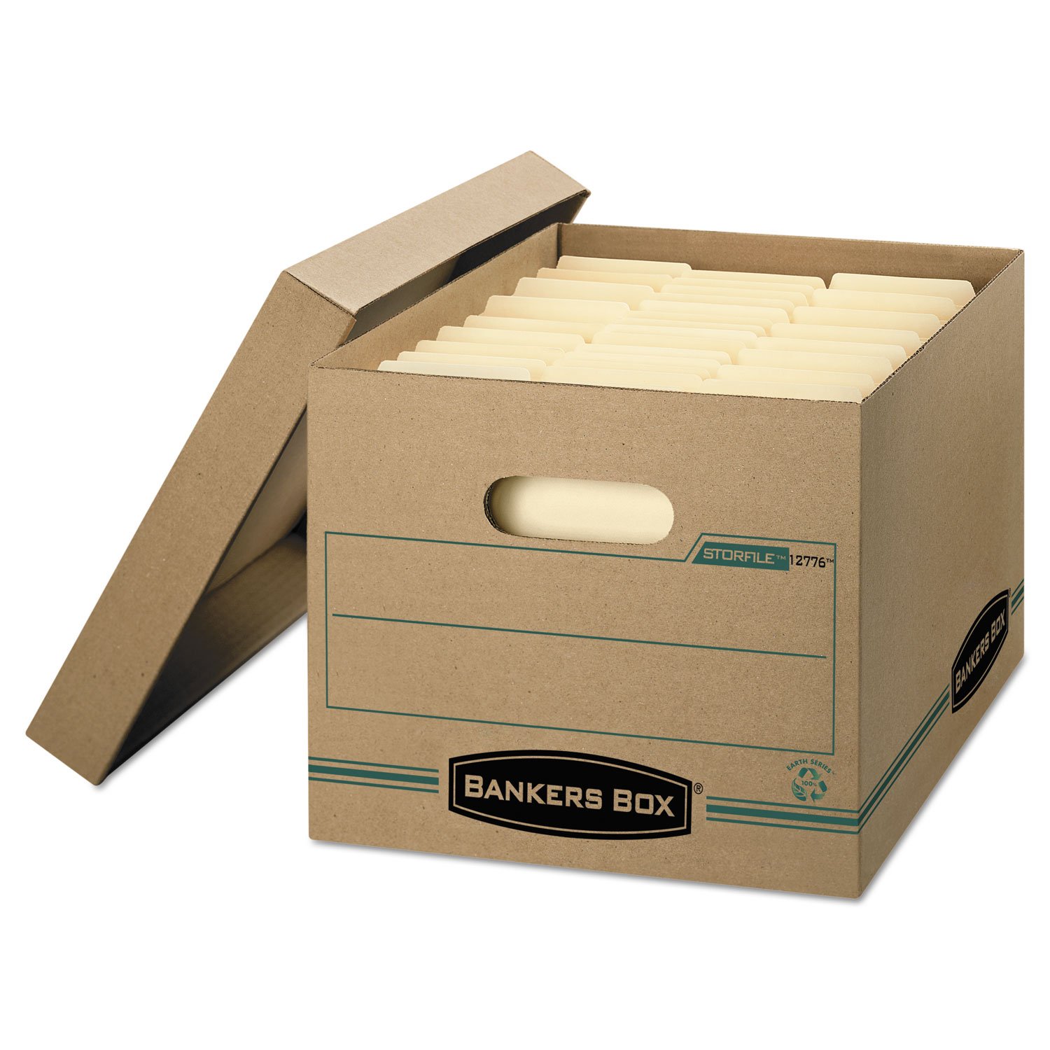 Bankers Box STOR/file 100% riciclato basic-duty scatole con coperchio removibile, Letter/Legal, 12 pezzi (1277601)
