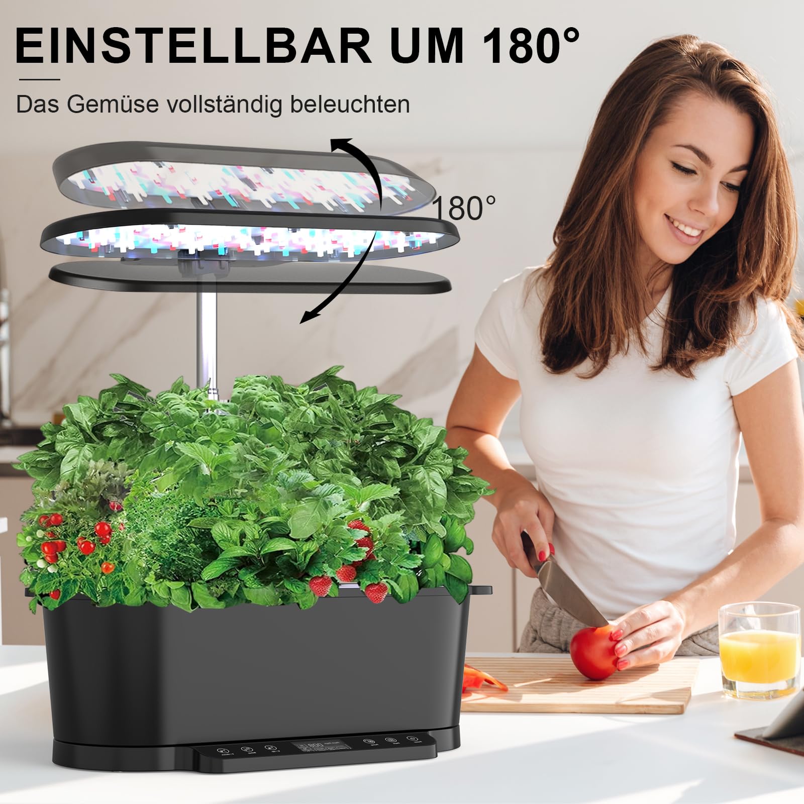 Système de culture hydroponique WiFi, 15 douilles, Smart Herb Garden Kit pour intérieur, jardin intérieur avec lumière de croissance LED 36 W, réservoir d'eau 5,5 l, système de pompage