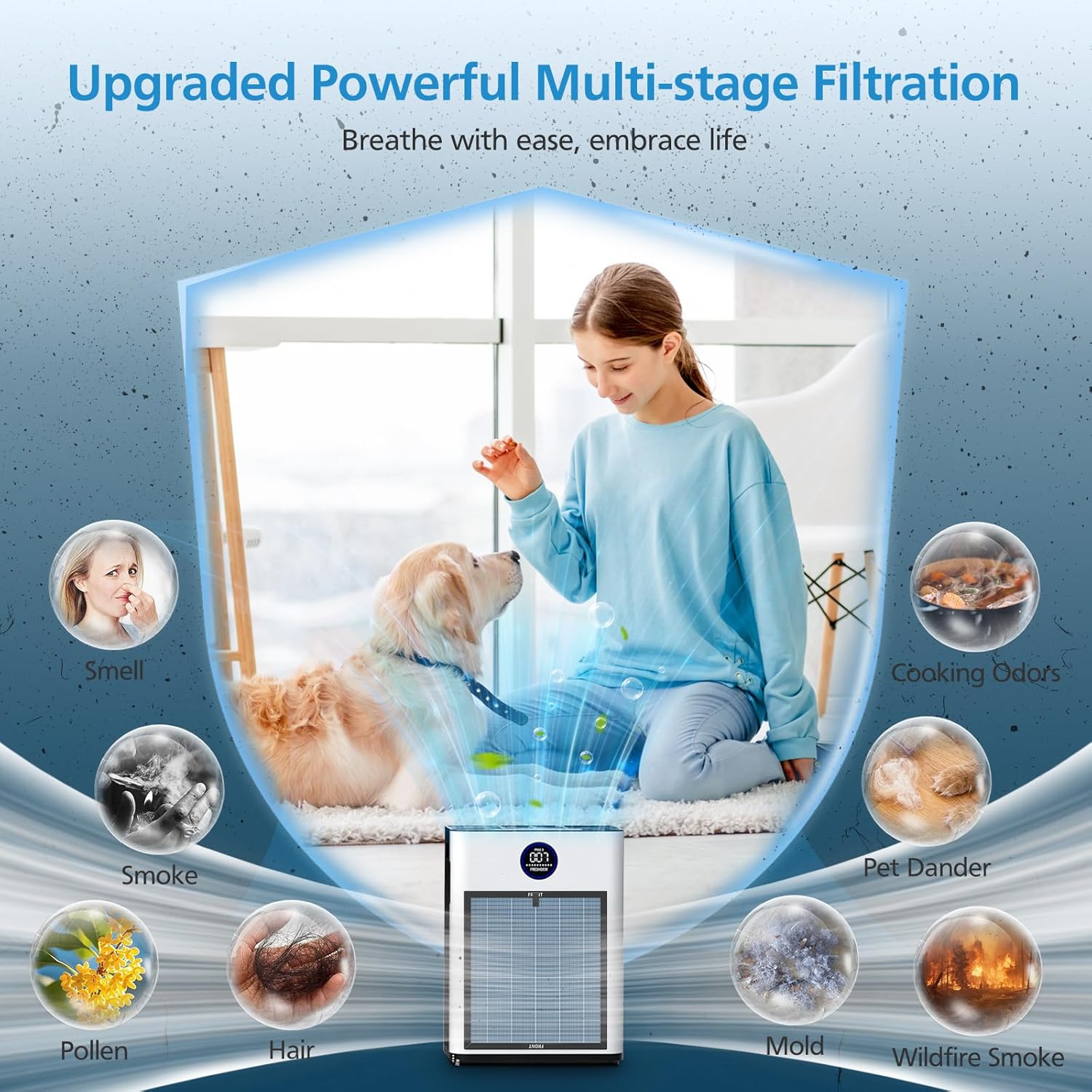 AP303/AP304 Replacement Filter Compatible with DAYETTE ＆ FRESHDEW Air Purifier AP303/AP304, 3-in-1 Filtration System Replacement Filters with Activated Carbon for Home Room, 2 Pack (Wildfire Filter)