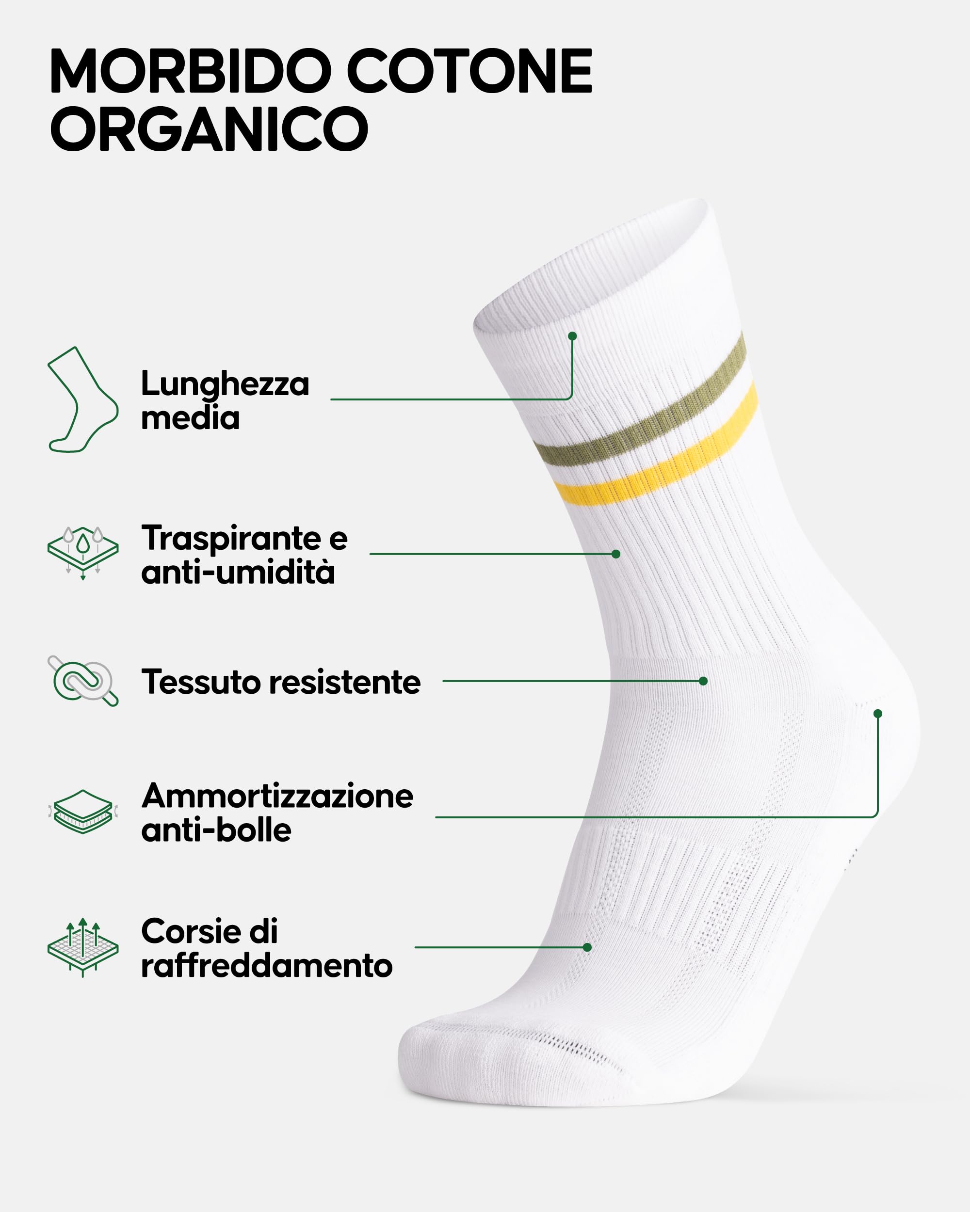 DANISH ENDURANCE Calze Tennis Unisex, Calzini Cotone Uomo e Donna, Sportivi e Traspiranti, 3 o 6 Paia