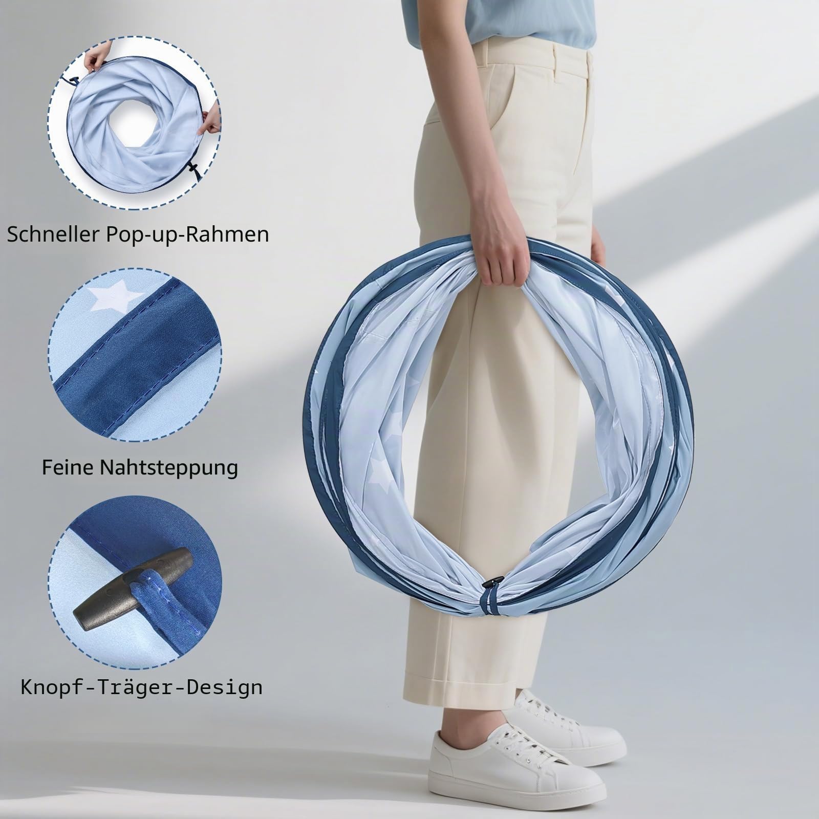 Pop-up Spieltunnel Krabbeltunnel für Kinder: 175×46cm Faltbarer Pfirsichhautgewebe Tunnel mit Aufbewahrungstasche für drinnen draußen – Weihnachts Geburtstagsgeschenk für Jungen Mädchen