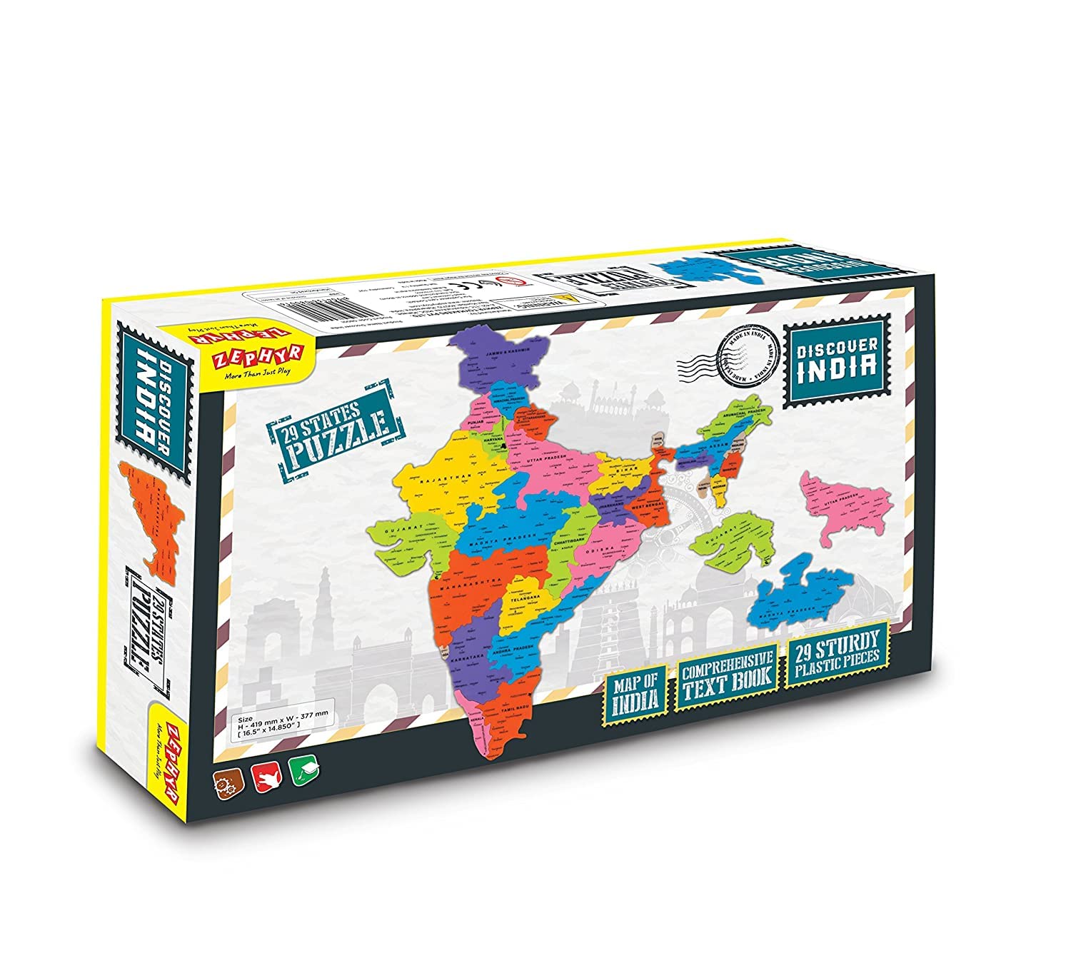 Zephyr Discover India 3 in 1 - Puzzle and Educational Toy for Boys and Girls Age 5 yrs+ (B074XTRJ8Z) Amazon Price History, Amazon Price Tracker