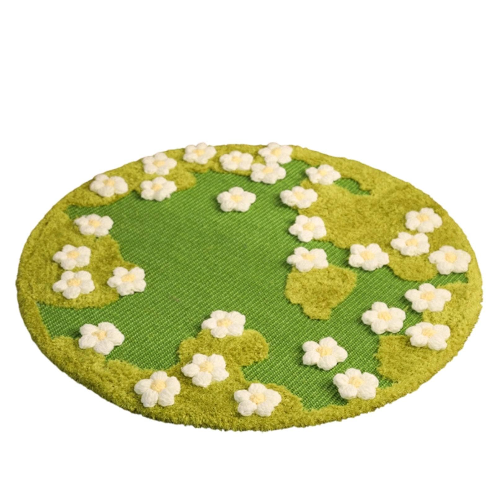 Tapis à Gratter Rond pour Chat et Velours avec Décorations Fleuries Blanches en Relief pour Rediriger Loin s Canapés Adapté aux Espaces Vie Mornes
