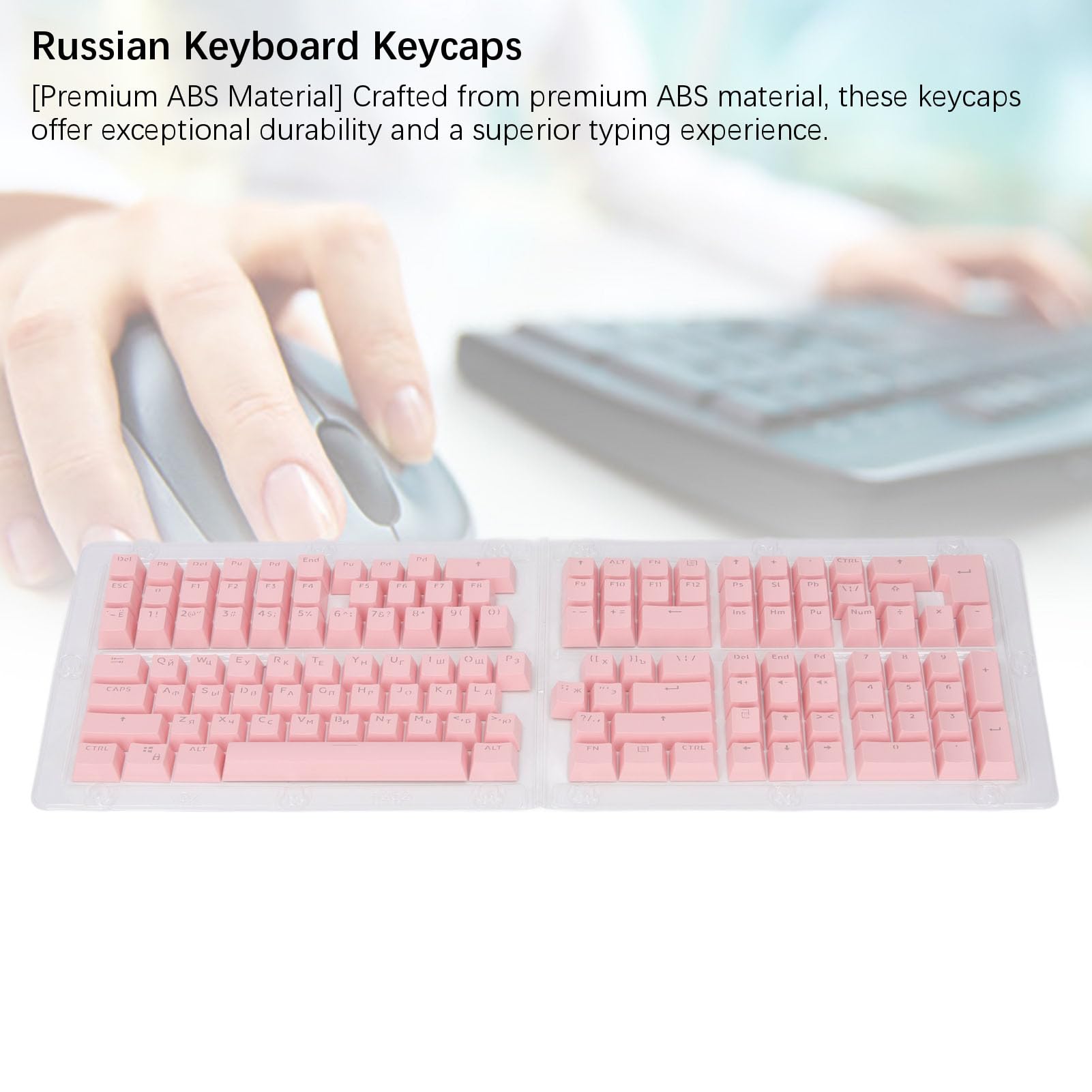 132 KLUCZ Rosyjski Zestaw Keycap Oemeyboard - Ergonomic Matte Wykończenie ABS Keycaps61 62 64 68 84 87 104 108 Mechaniczne Klawiatury (PINK)