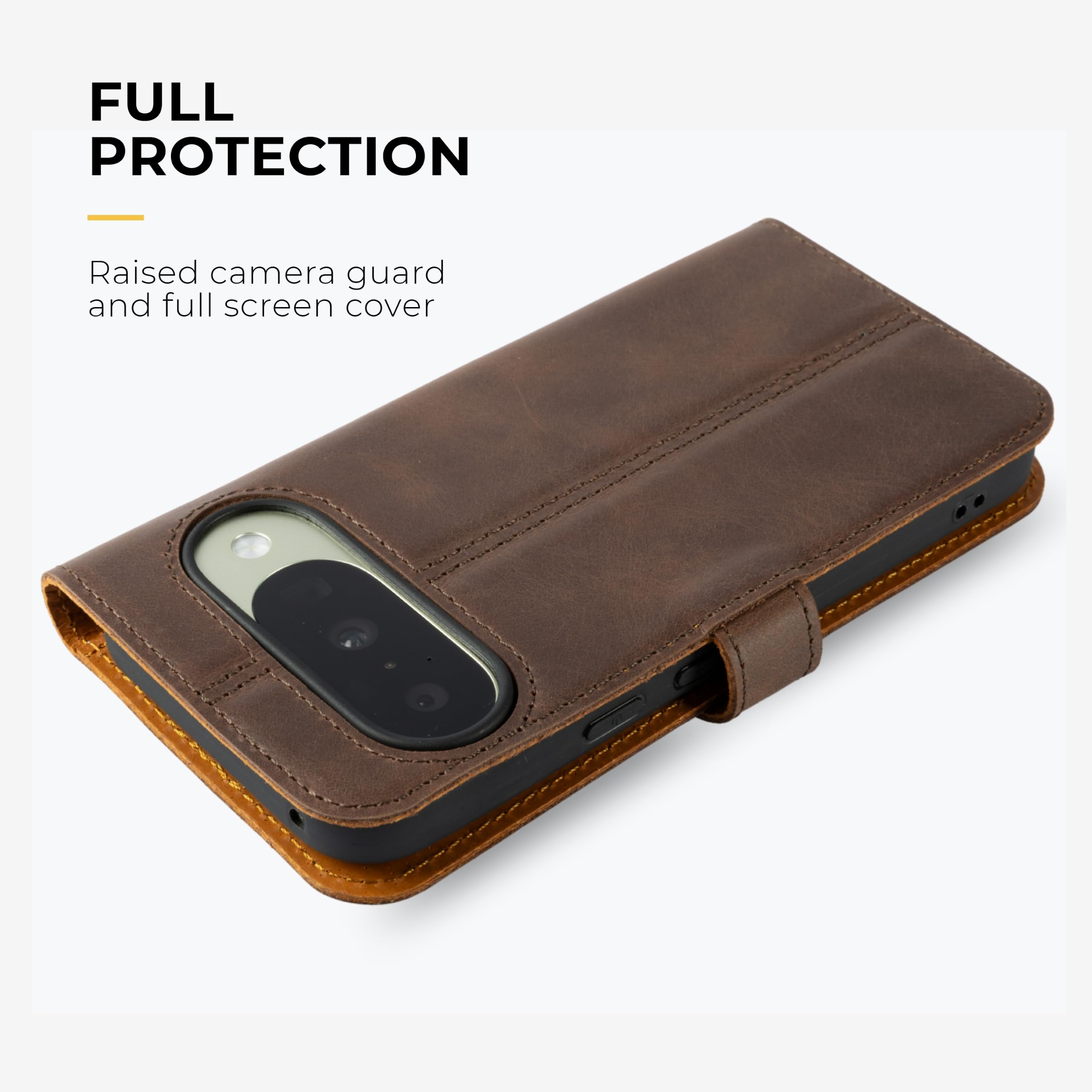 Snakehive Custodia a portafoglio in vera pelle per Samsung Pixel 11 Pro - Custodia a libro con scomparti per carte di credito e supporto (marrone)