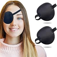 THSIREE 2-Pack Adjustable 3D Eye Patches for Adults & Kids - Comfortable Medical Lazy Eye Patch for Amblyopia, Left/Right Eye, Black