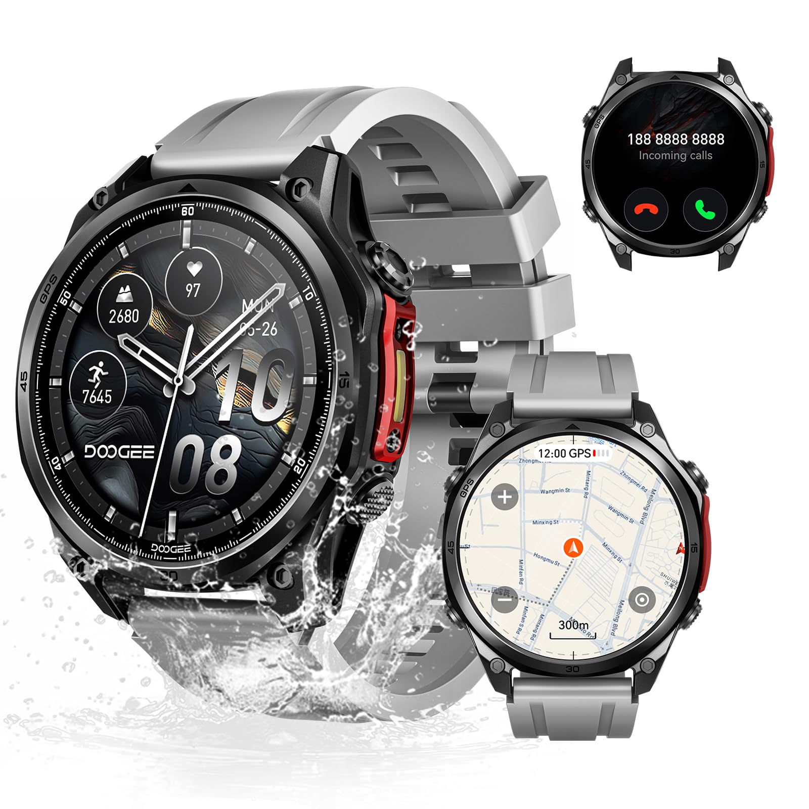 Anywise W1 Pro Orologi Smartwatch uomo,GPS Dual-Band & Mappe Offline, 5 ATM, 18 Giorni Autonomia, Display AMOLED HD 1,43", 170+ Modalità Sport,Chiamate Bluetooth,Compatibile con Android/iOS