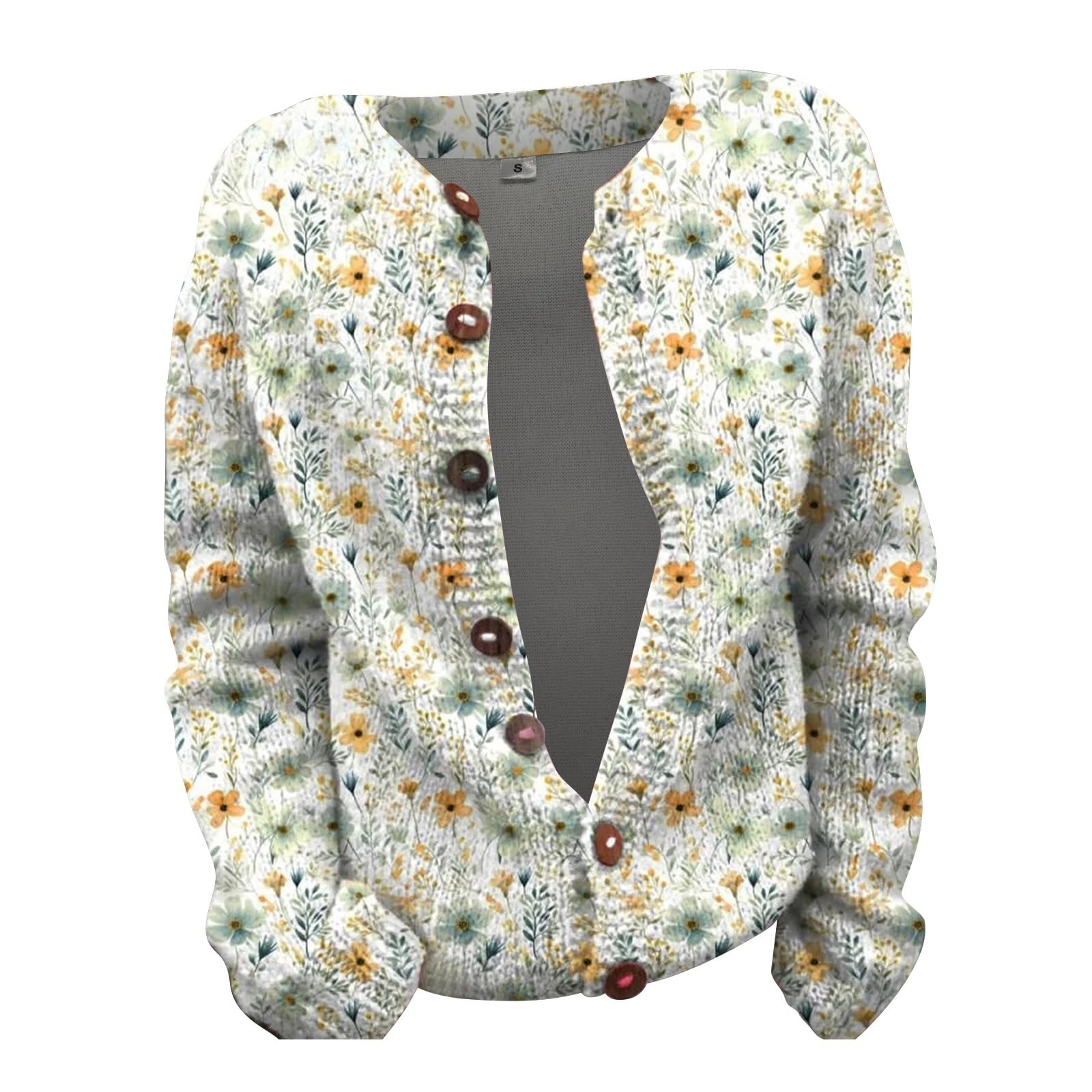Women's Single Plush Art Floral Print Comfortable Knitted Cardigan Hoodie Kleid Rot Damen Langarm Winterjacke Mit Heizung Damen wasserdichte Jacke Damen Outdoor Übergangsjacke Kinder