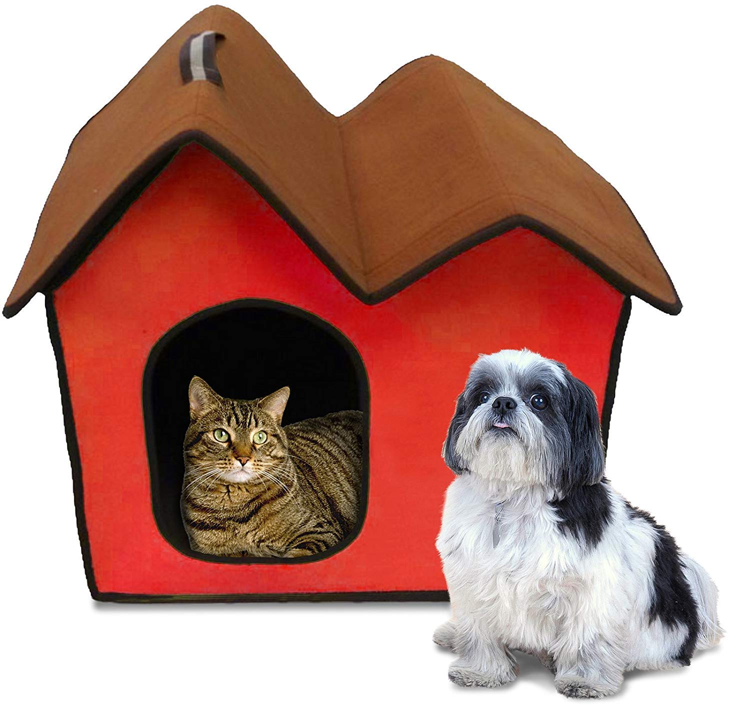 Casa para perro Penn-Plax ZH5 de techo doble con cremallera de montaje fácil