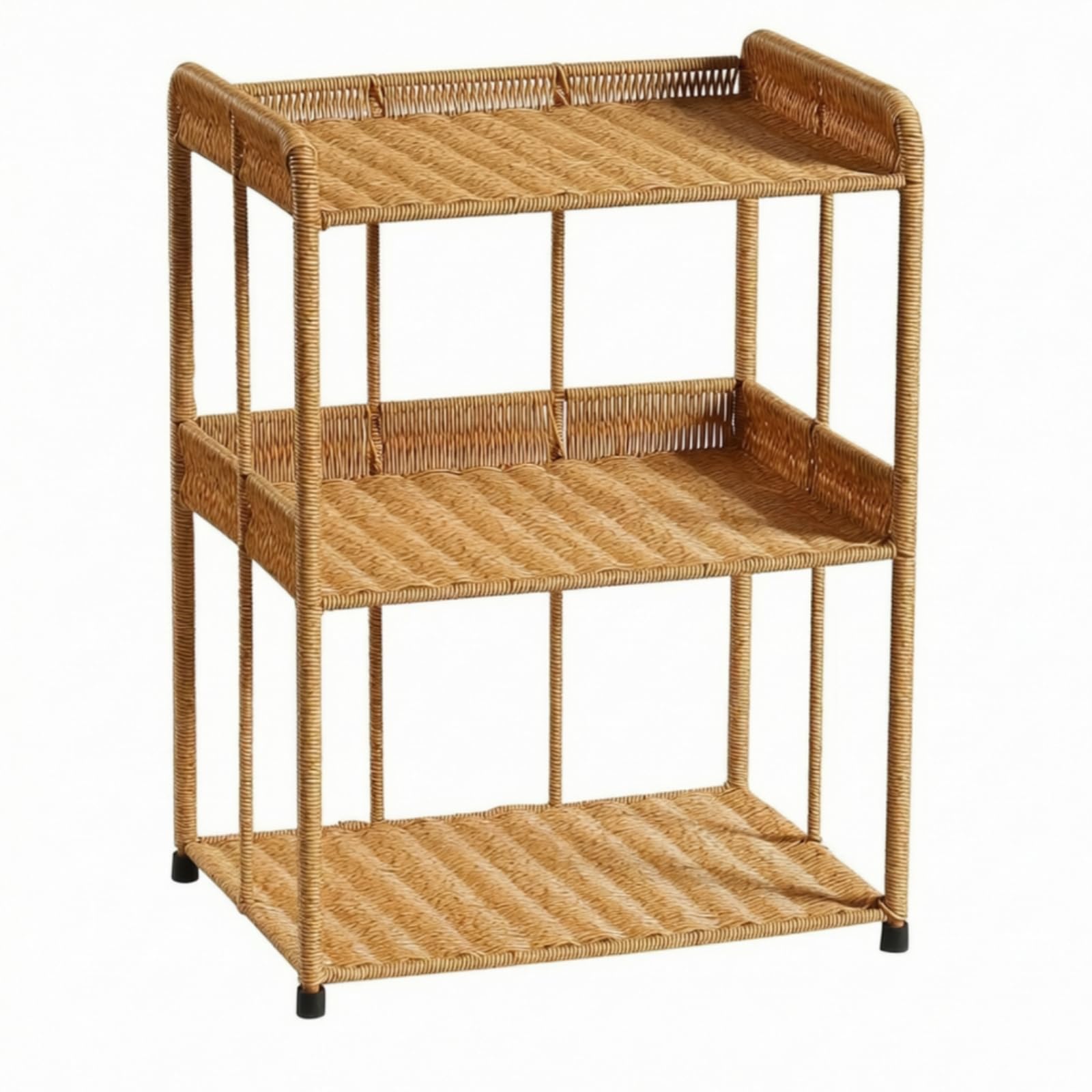 Comodino con Cassetti Rustico Mobile in Finto Rattan Facile da Pulire Comodino Intrecciato per Soggiorno