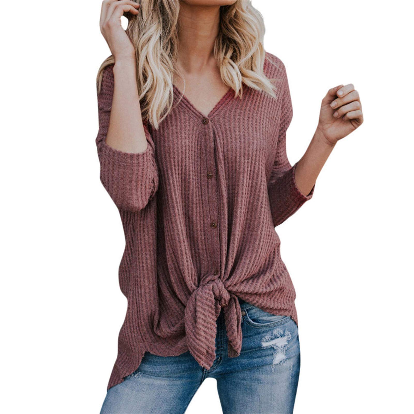 SandwindLoose Knit Wing Knot Tie Tunic Tops Womens Plain Shirts Blouse Bat Women's Cardigan vetement 2022