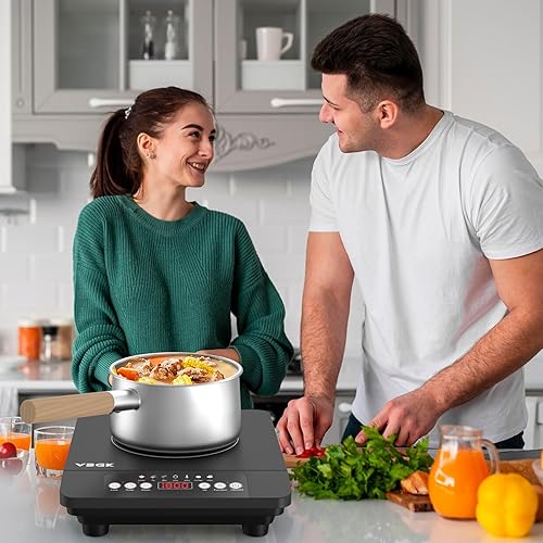 Miniatura 8 de VBGK Cocina de inducción portátil, estufa de inducción de un solo quemador de 110 V, quemador eléctrico de placa caliente de inducción de 1800 W, 7