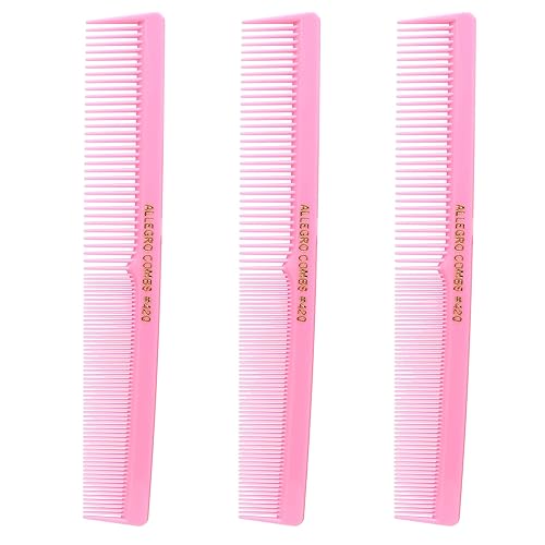 Allegro Combs 420 Peines de corte para peluqueros para barba, bigote para hombres, mujeres y niños pequeños, trenzar el cabello de 3 unidades (rosa