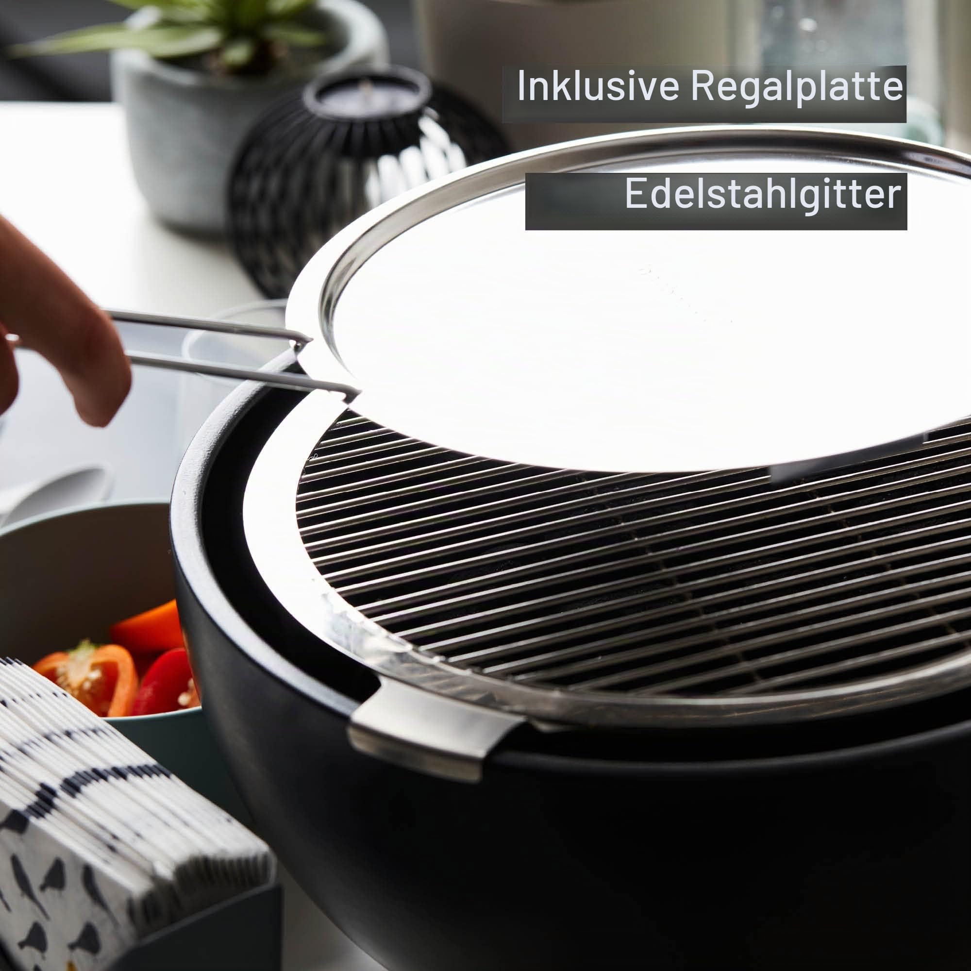 Barbecook Joya Holzkohlegrill Tischgrill geeignet für Balkon als Outdoor Camping-Grill, Schwarz