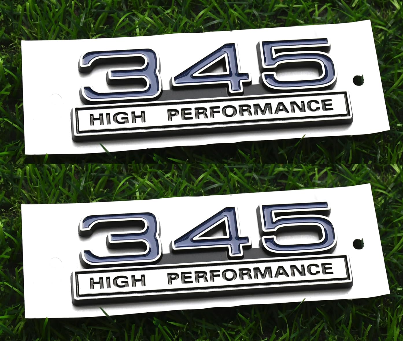 2pcs 345 5.7 Liter High Performance Engine Emblems Badge 3D Decals Stickers Cars Trucks (Chrome Blue)