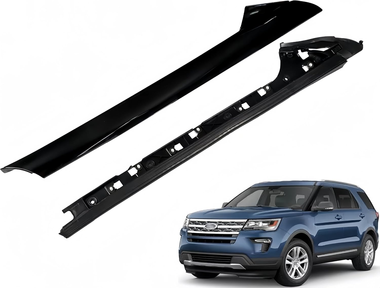 2Pcs Outer & Inner Windshield A-Pillar Molding Trim Panel Kit Compatible with 2011-2019 Ford Explorer, Left Driver Side Replaces 926-450, BB5Z-7803137-AA, BB5Z-7803137-AB