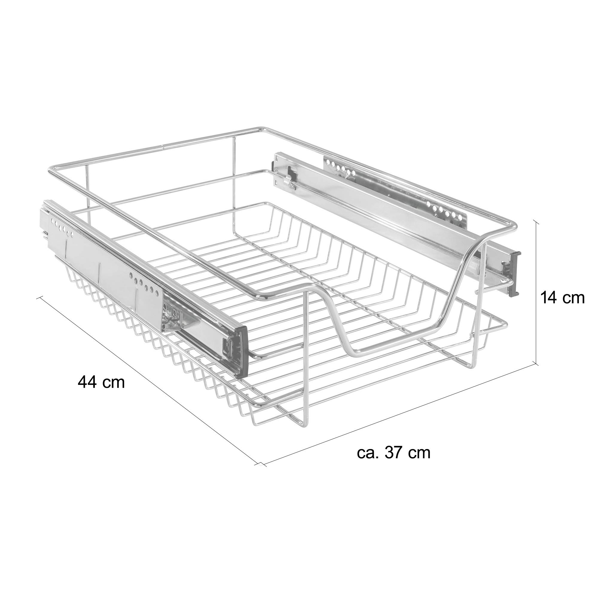 Arebos Cajón telescópico: para armarios de 30, 40, 50 o 60 cm de ancho/cromado/set a elegir: cajón de cocina, cesta extraíble, armario extraíble, separadores para cajones de armarios de cocina/40 cm