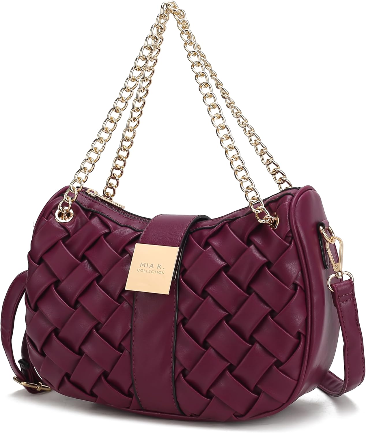 MKF Collection Women Shoulder Bag, Braided Chain Vegan Leather Crossbody bag handbag Purse By Mia K