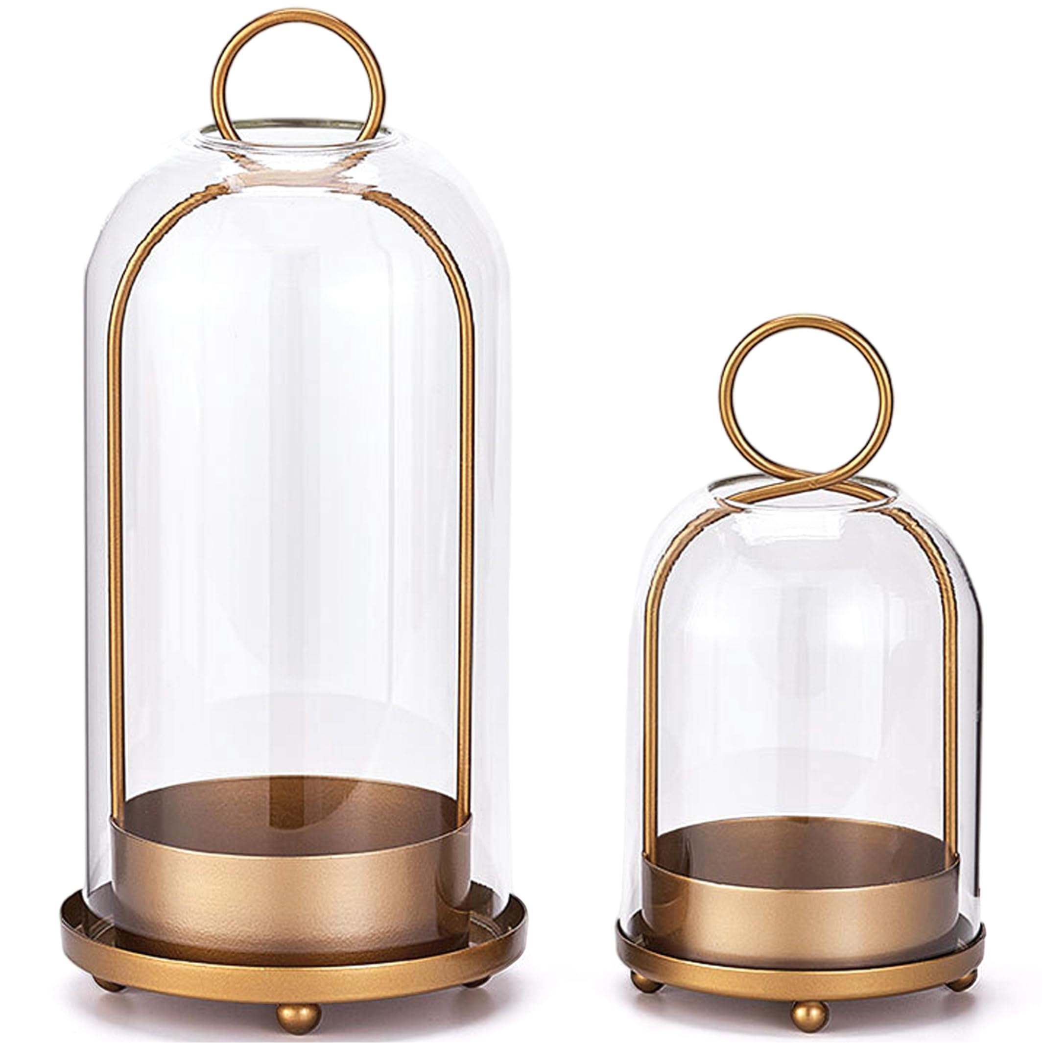 Portavelas de Cristal Hurricane, Colgante y de Mesa, Dorado, 2 uds.