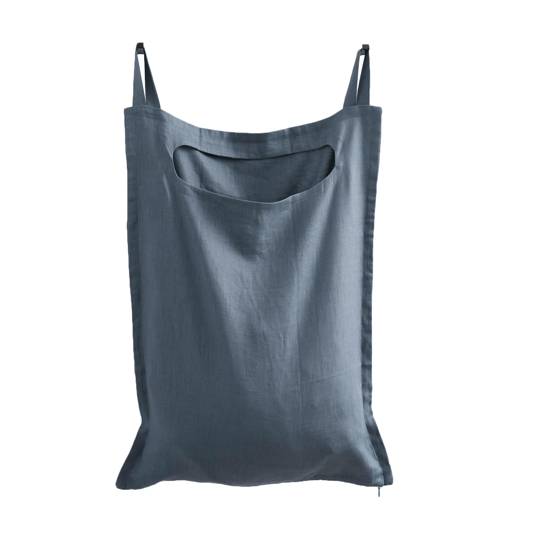 Amazhiyu Wäschekorb zum Aufhängen an der Tür, 100 % Leinen, hält schmutzige Kleidung und spart Platz, blau