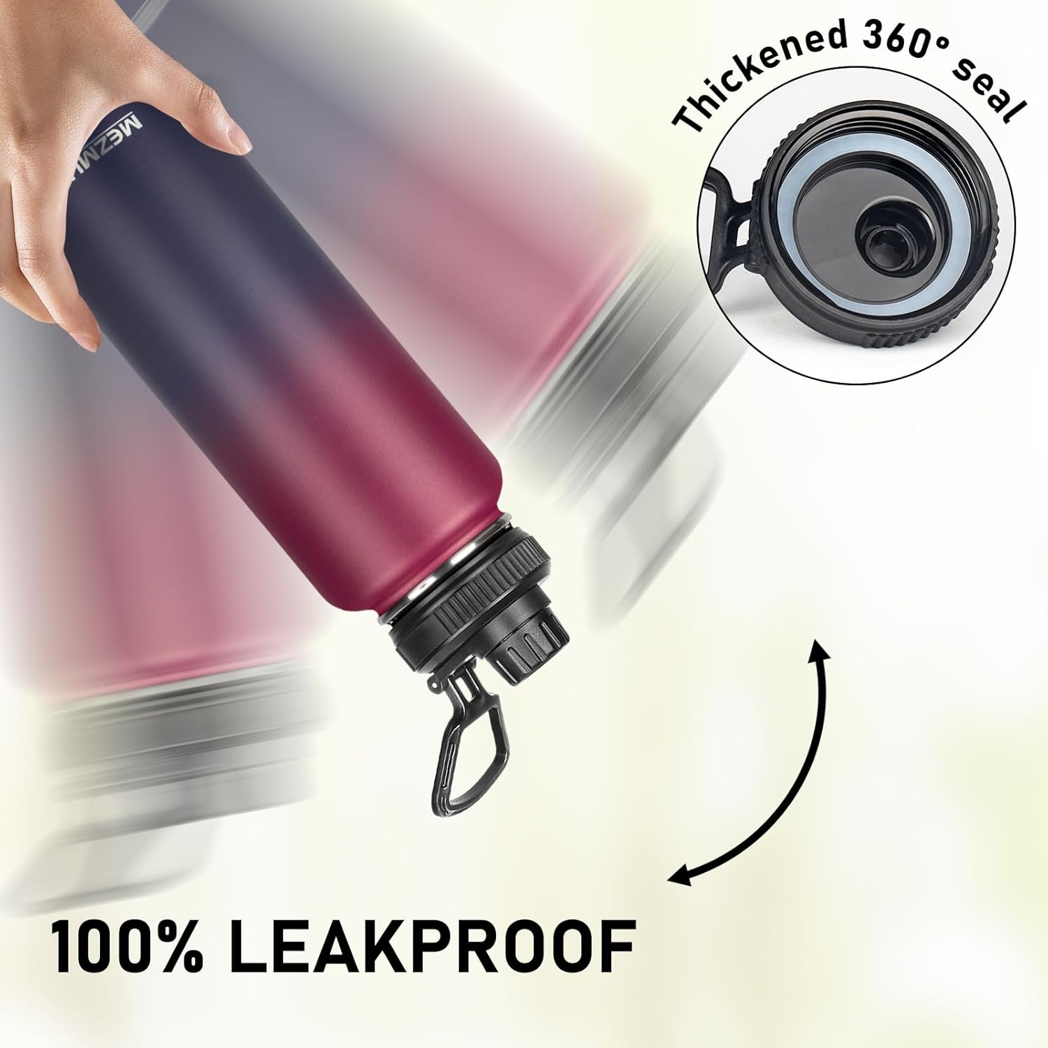 MEZMUT Insulated Water Bottle with Straw&2 Lids 40oz Stainless Steel Water Bottles Metal Water Bottle Double Walled Vacuum Insulated Bottles Cups Leak-Proof Travel Cup (Gradient Red Blue) - Image 4