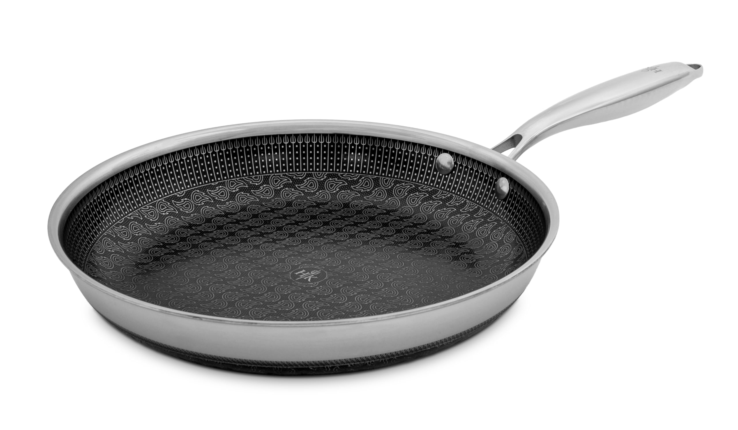Hell's Kitchen Hybrid-Bratpfanne, 27,9 cm, dreifach verkleideter Edelstahl und Antihaft-Keramik, PFAS-frei, kein PFOA, kein PTFE, kein Teflon, ungiftiges Kochgeschirr, Metall-Utensiliensicher, alle