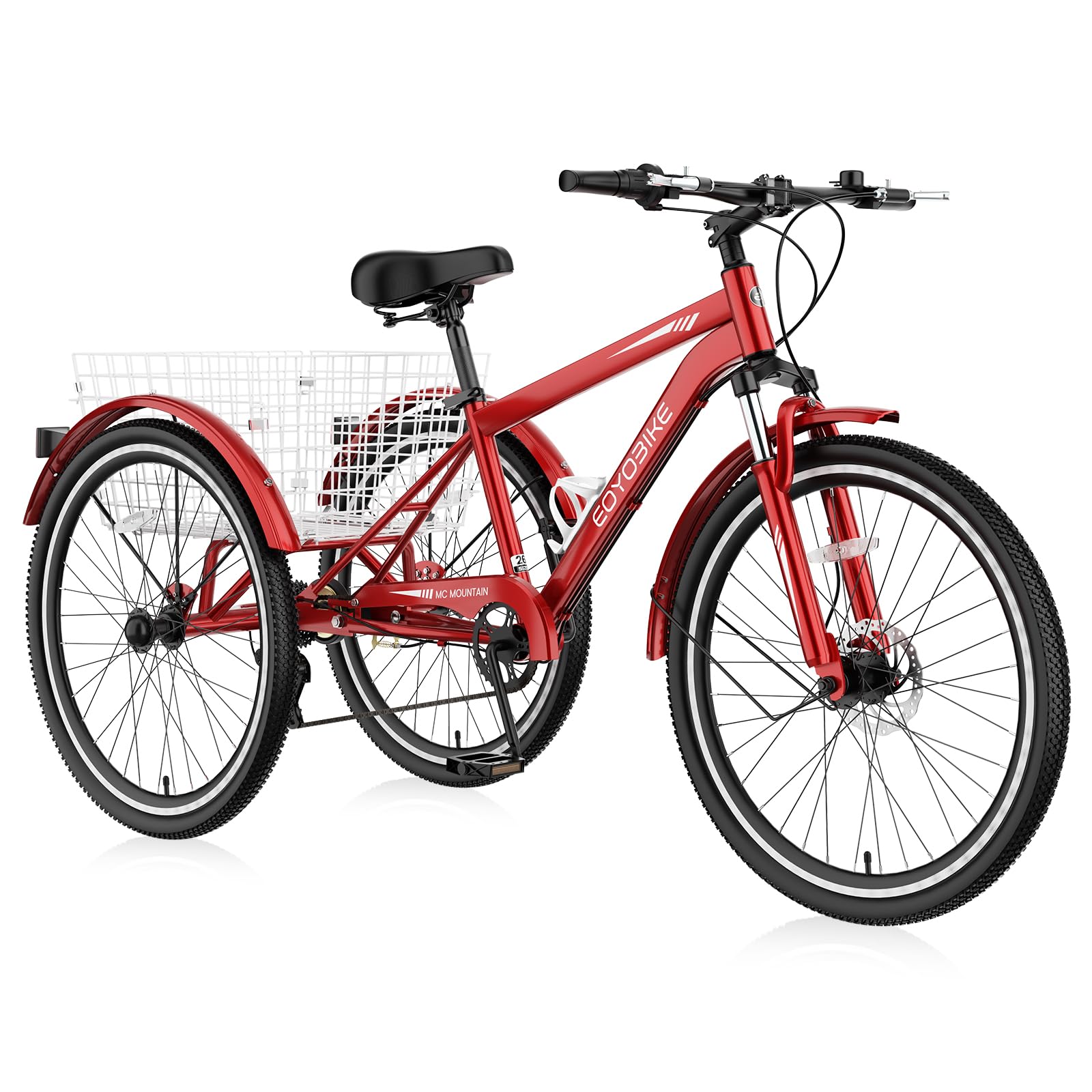 NAIZEA Adult Mountain Tricycle, 7 Speed Three Wheel Cruiser Bike, 27.5 Inch Adults Trikes with Shopping Basket, Exercise Men's Women's Tricycles,