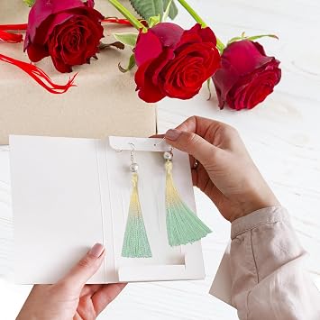 Small Bookmark Tassel DIY Craft: Bulk 50pcs Personalized Fringe Kit with String for Sublimation Cap,Graduation Gown,Bag Chain Cord,Furniture Pendant,Key Charm Making,Keychain Ribbon Trim (beige green)
