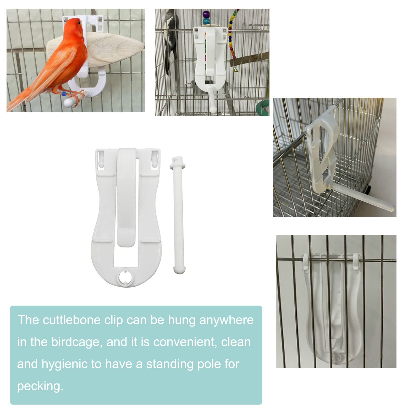 NentMent 2 Pack Cuttlebone Holder for Birds Cage with Perches Stand Cuttlefish Cuddle Bones Feeder Clip for Parakeet Cockatiel Budgie Sharp Beaks - image 4