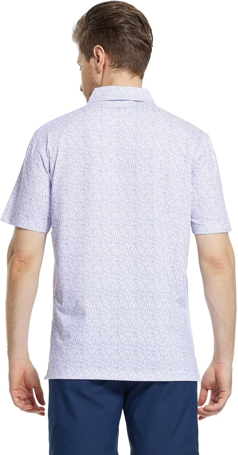 M MAELREG Mens Golf Shirt Short Sleeve Dry Fit Print Moisture Wicking Performance Patterns Collared Polo Shirt - Image 4