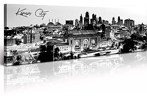 Kansas City Wall Art. Black and White Wall Art. Kansas City Panoramic...