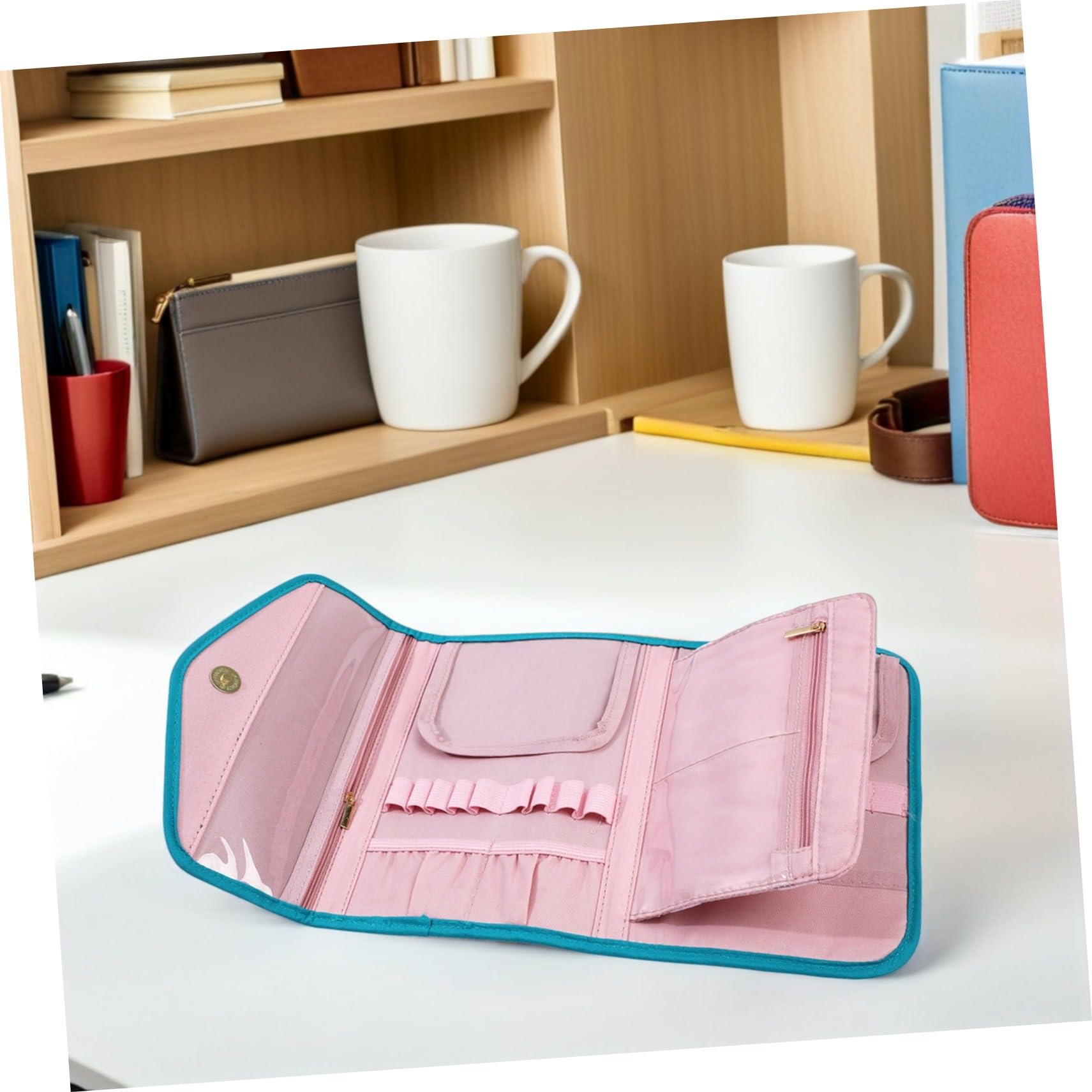 AUTSUPPL Bolsa Organizadora para Ganchillo con Compartimentos Múltiples Estuche de Oxford Portátil para Herramientas de Crochet Almacenamiento de Accesorios de Tejido y Proyectos de
