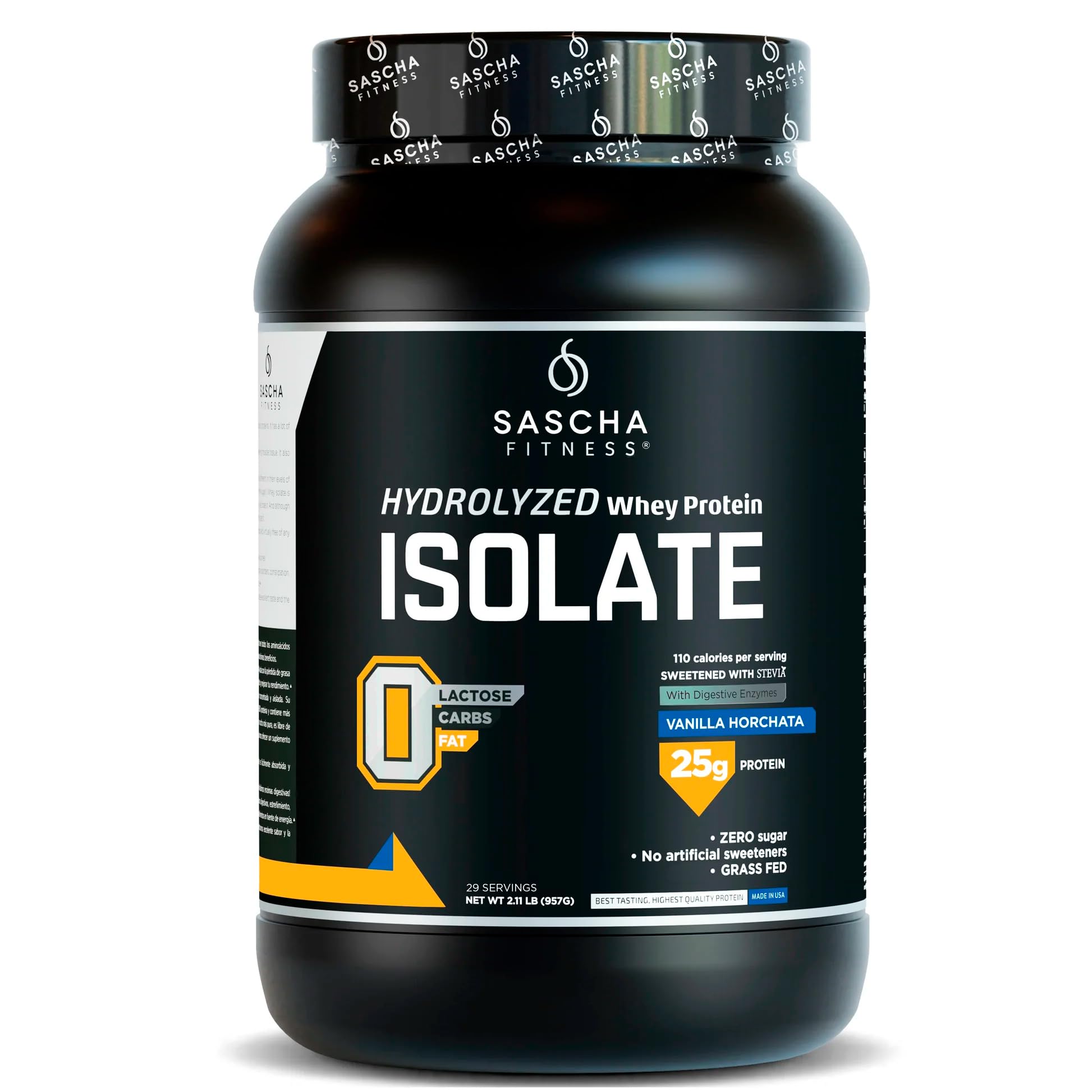 SASCHA FITNESS Hydrolyzed Whey Protein Isolate,100% Grass-Fed (2 Pounds, All) (Vanilla Horchata)