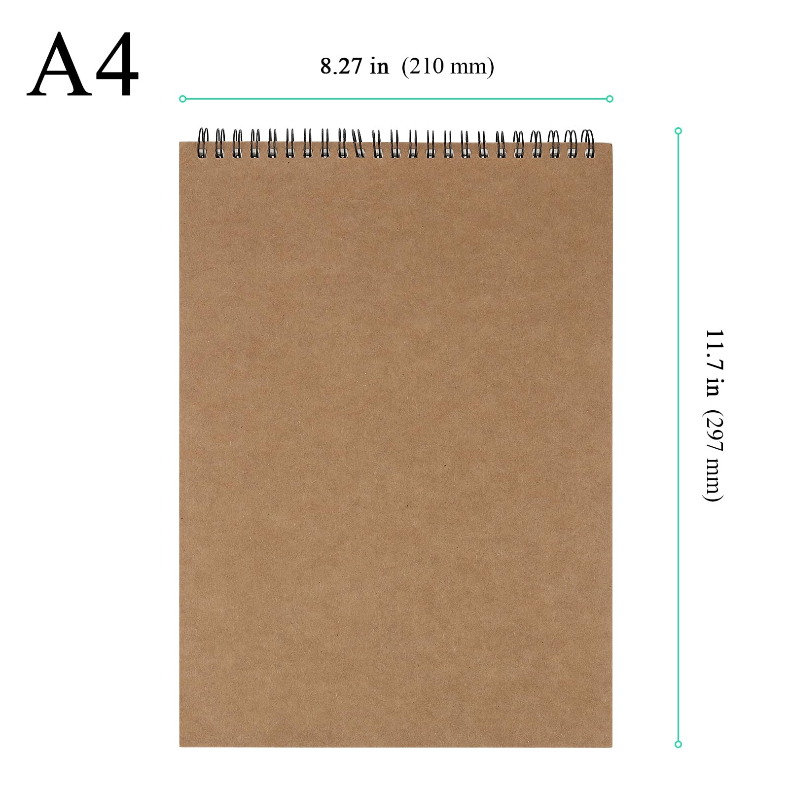 MANCHAP 8 PCS A4 Landscape Sketchbook, 60 Pages/30 Sheets Spiral Bound Sketchbook, A4 Art Sketch Drawing Pad for Artist Painting - Image 2