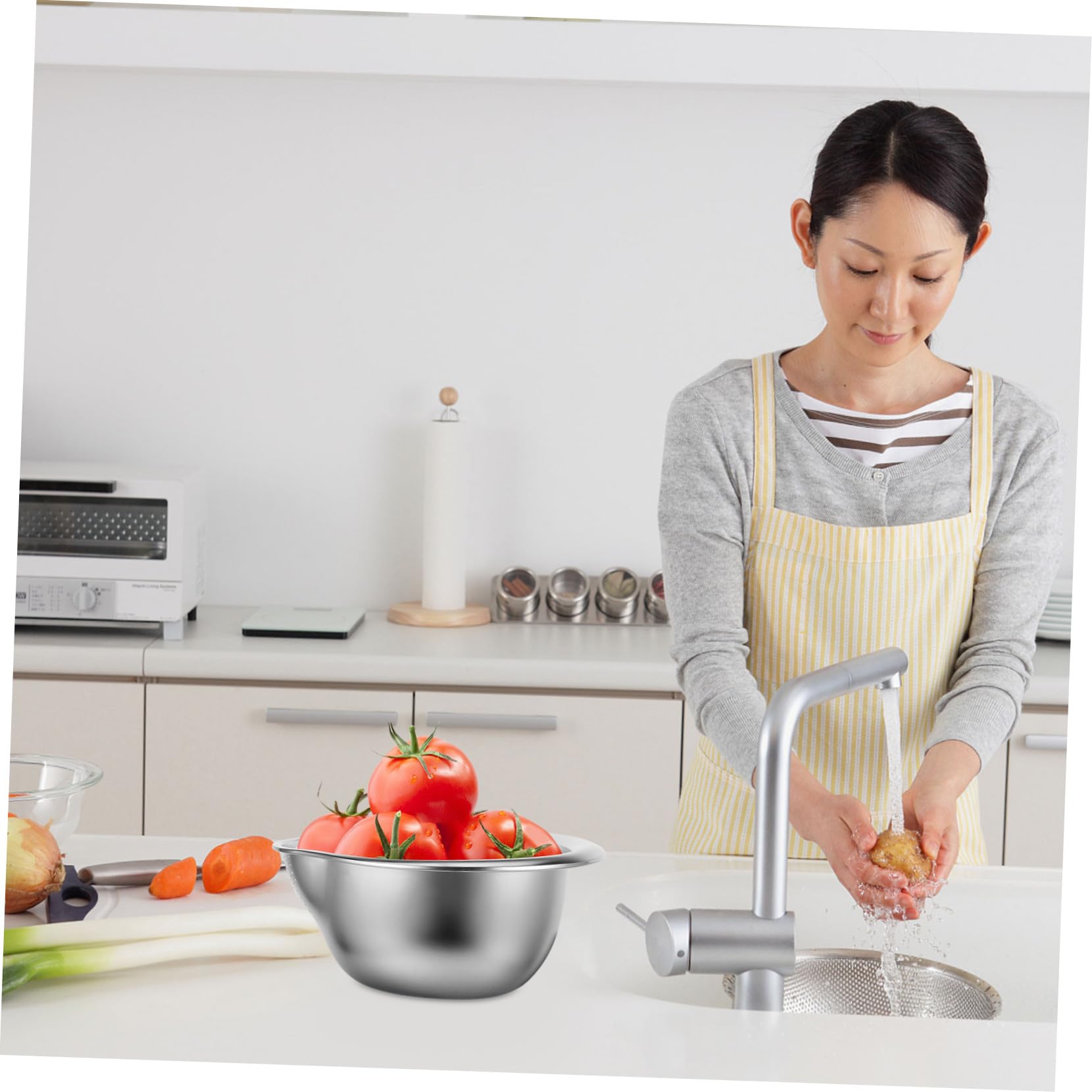 Colador de Cocina Acero Inoxidable Cesta de Drenaje Multiusos para Frutas Verduras y Arroz